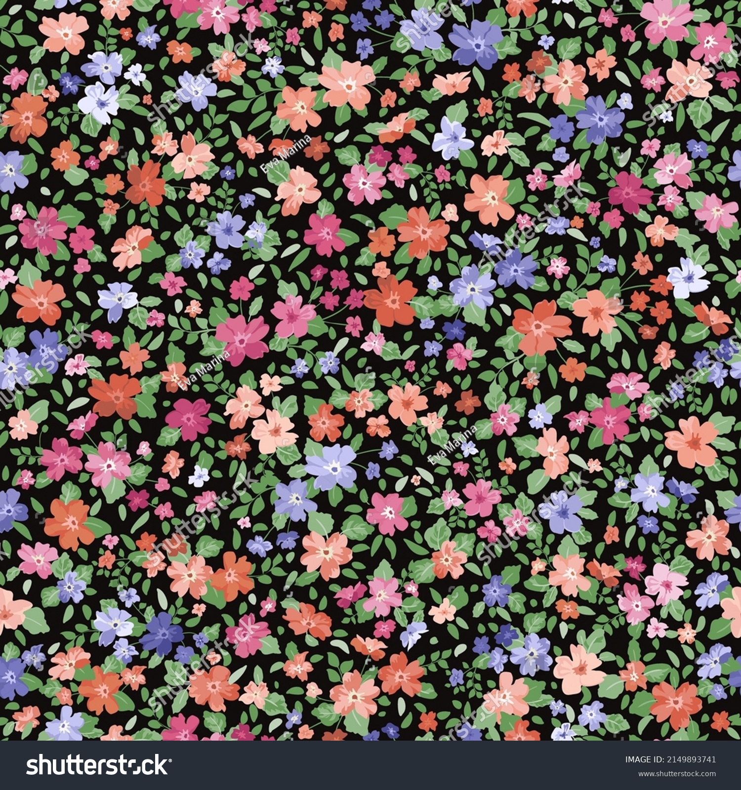 Blooming Midsummer Meadow Seamless Pattern Plant Stock Vector (Royalty ...