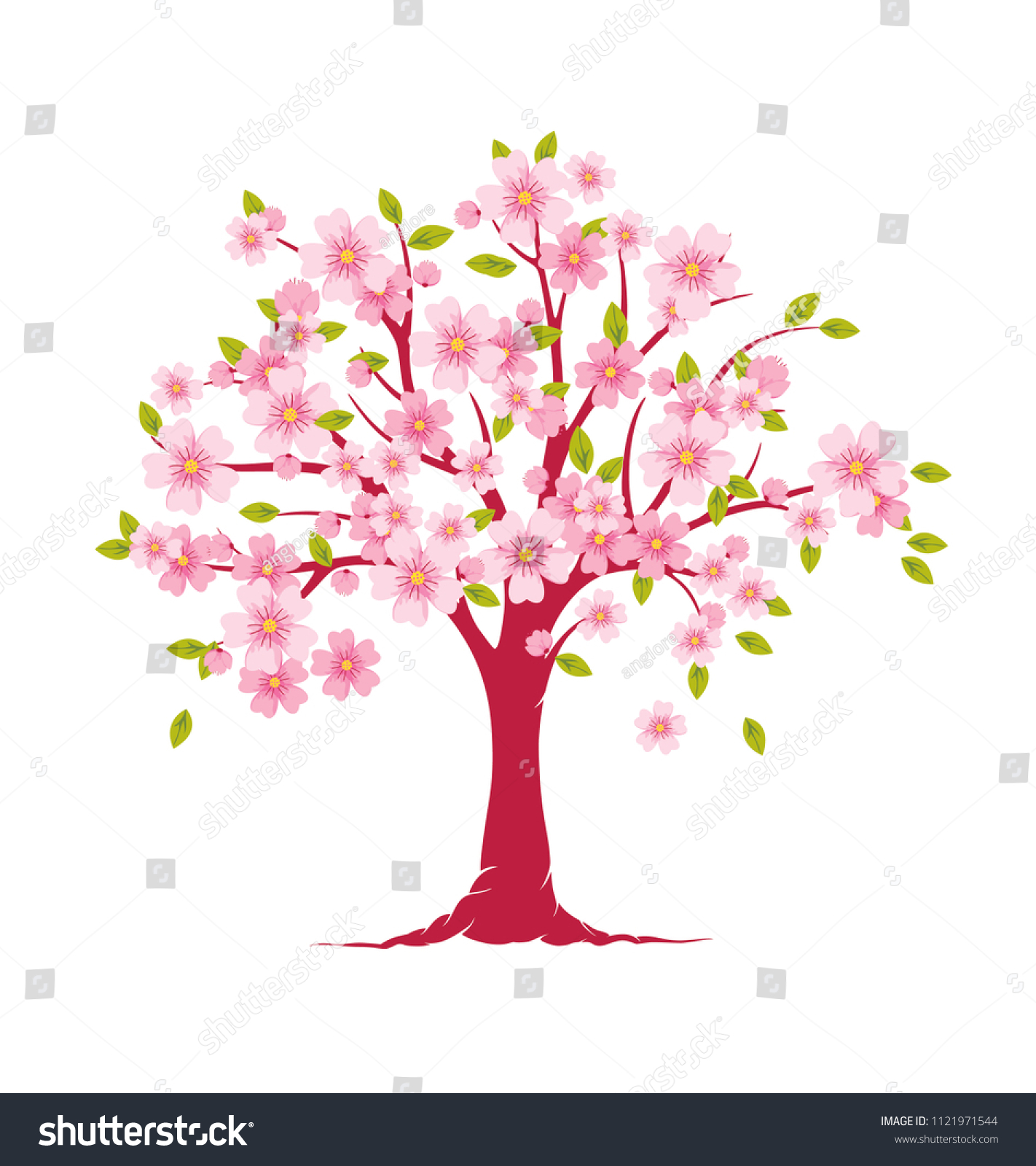 Blossom Tree Flower Tree Print Tree vector de stock (libre de regalías