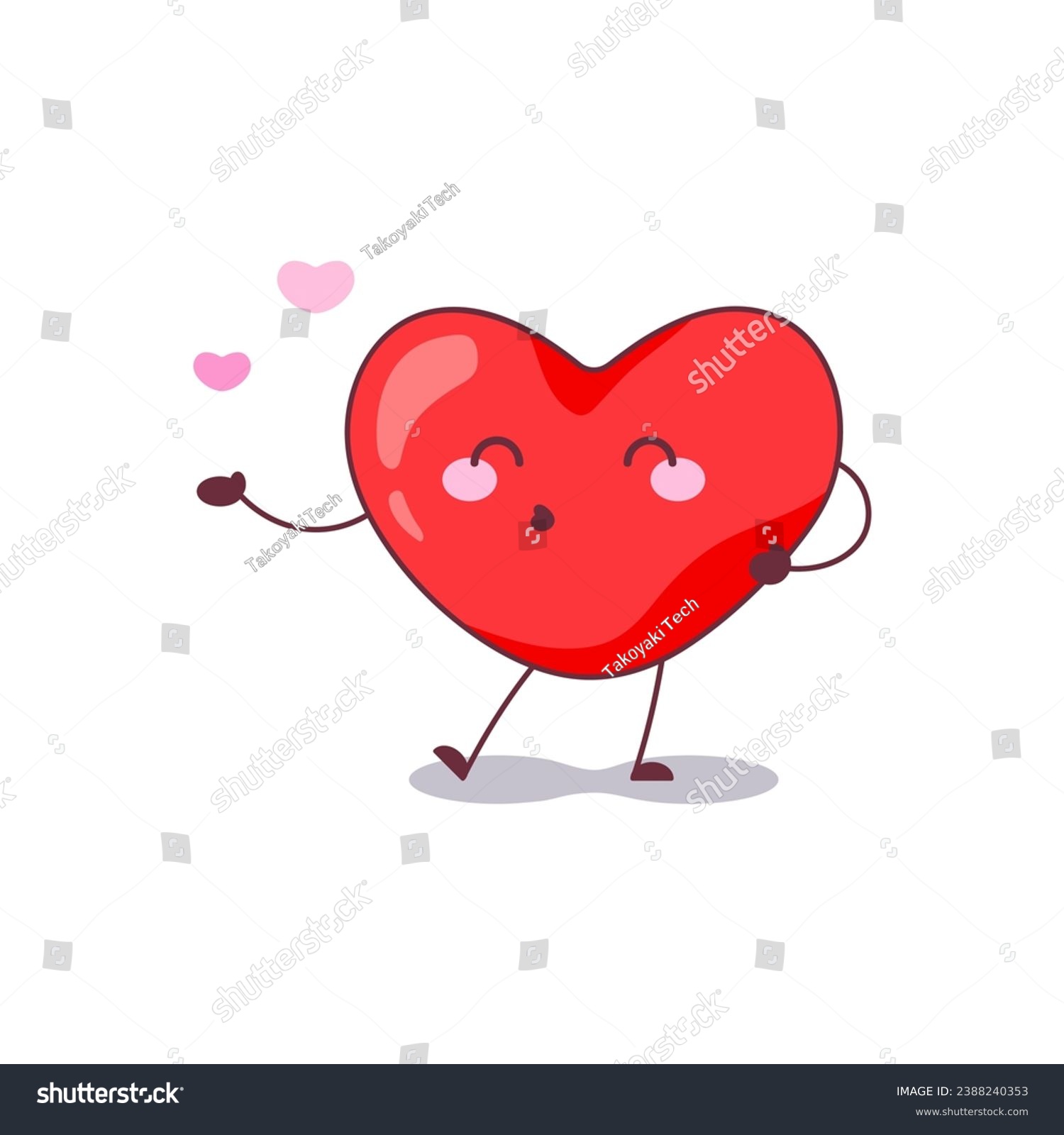 SVG of Blowing Kiss Heart Character Icon. Vector Illustration of a Love Heart Mascot Sending a Kiss, Ideal for Valentine's Day and Romantic Expressions. svg