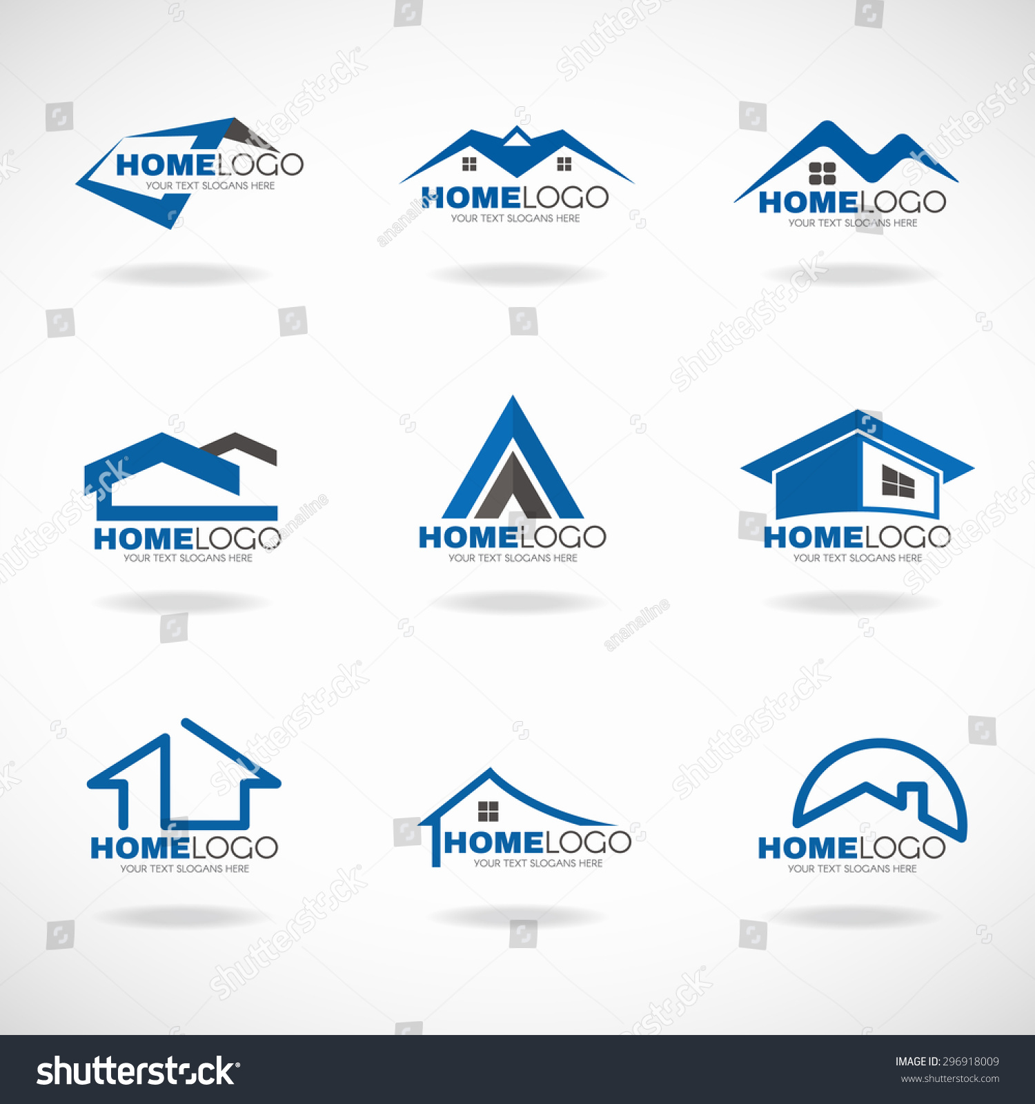 Download Blue Gray Home Logo Set Vector Stock Vector 296918009 ...