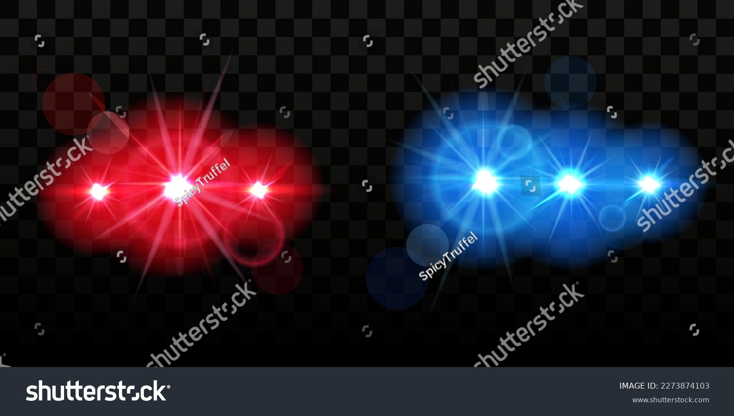 SVG of Blue and red siren lamp blink. Security blinding lights in dark. Automobile flare. Bright flash for law cop or police car. Lanterns glow. Emergency beacon. Vector realistic background svg