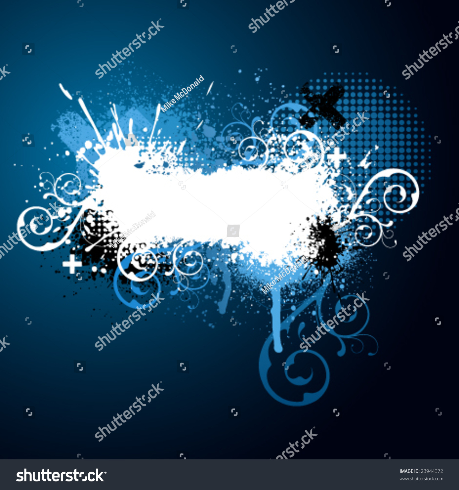 Blue And White Floral Grunge Paint Splatter Background Stock Vector ...