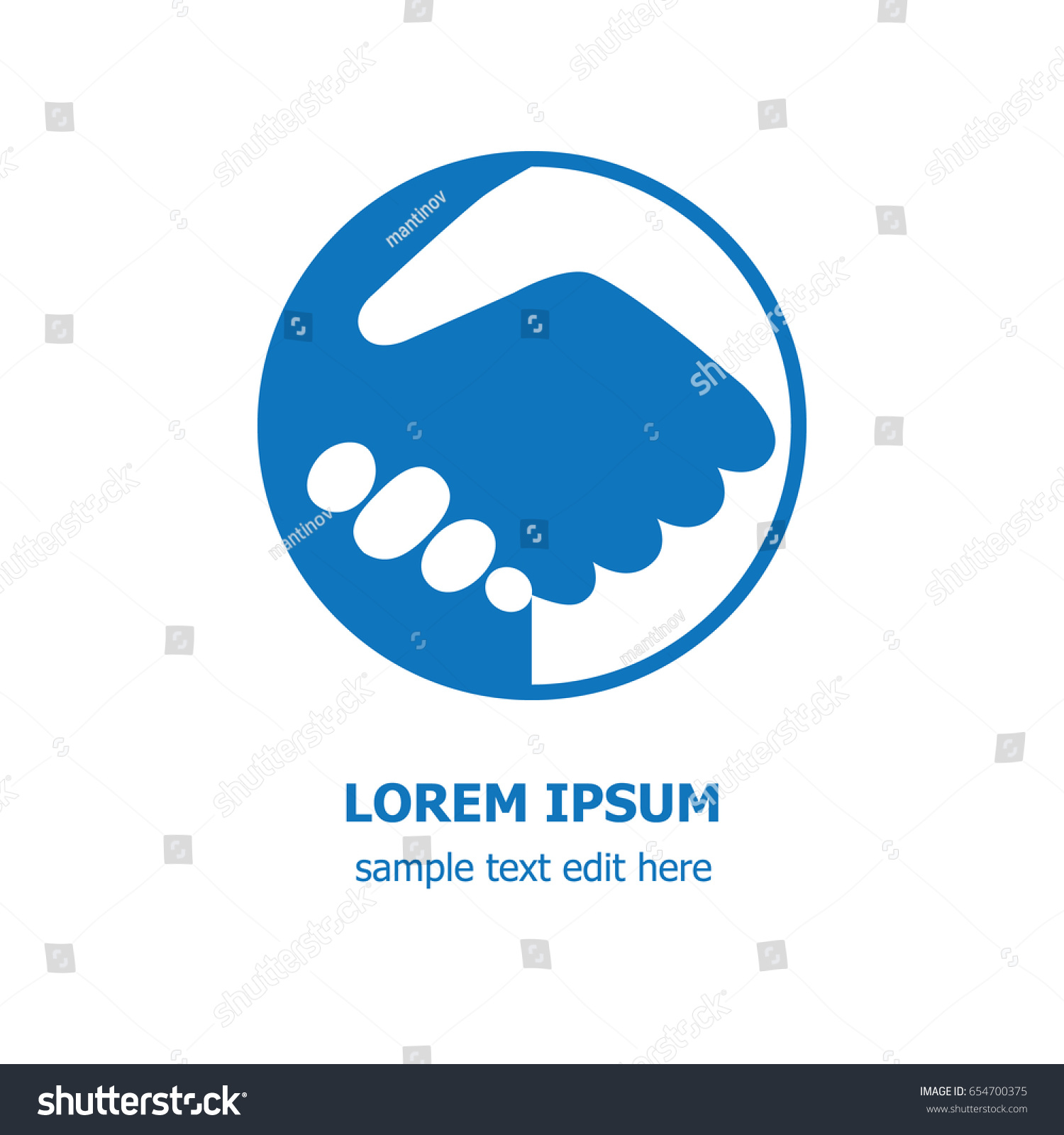 Blue White Handshake Round Icon Logo Stock Vector (Royalty Free ...