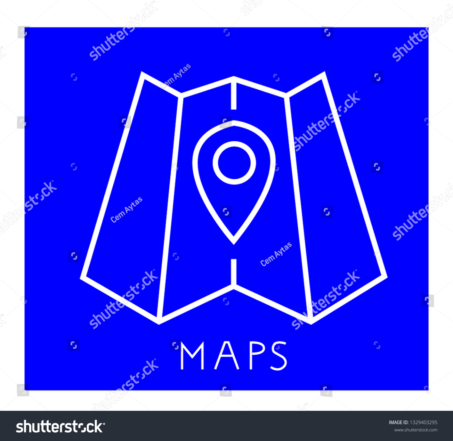 Blue White Maps Icon Vector Stock Vector Royalty Free