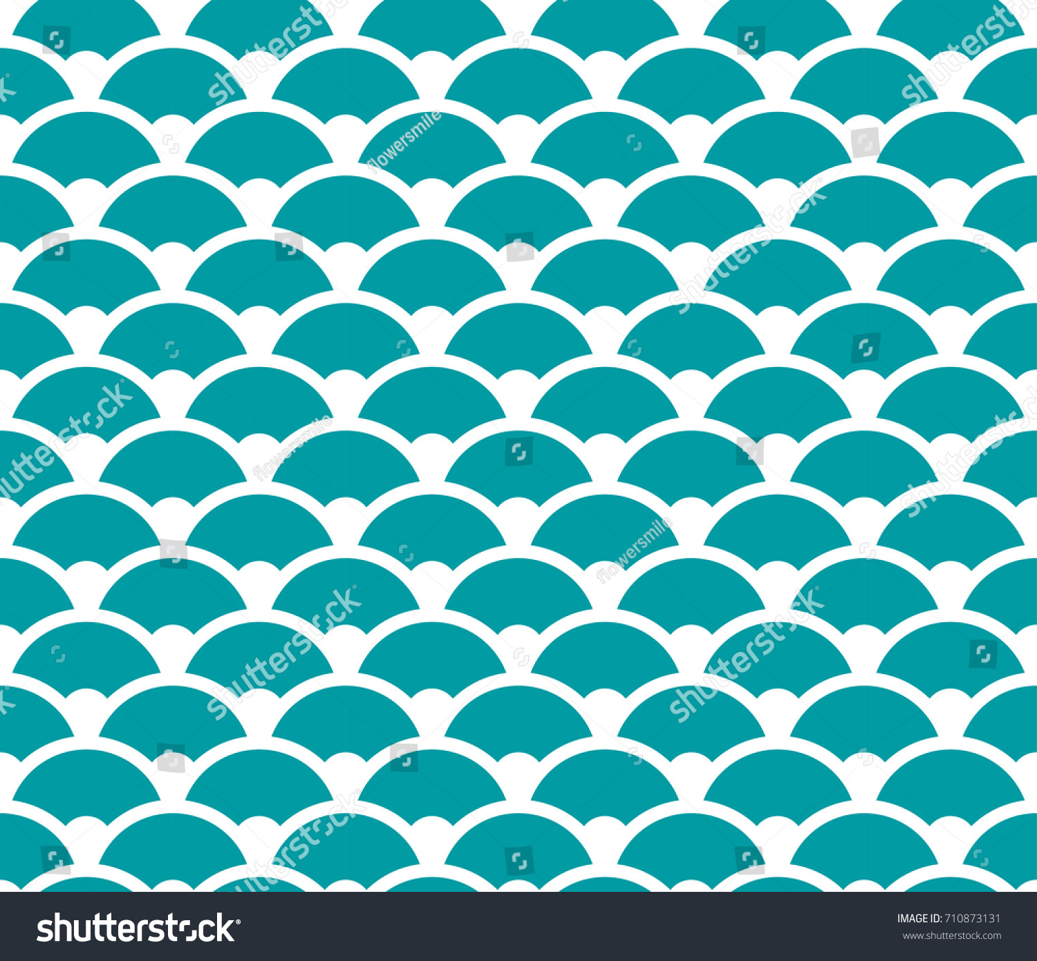 Blue White Seamless Wave Pattern Scale Stock Vector Royalty Free