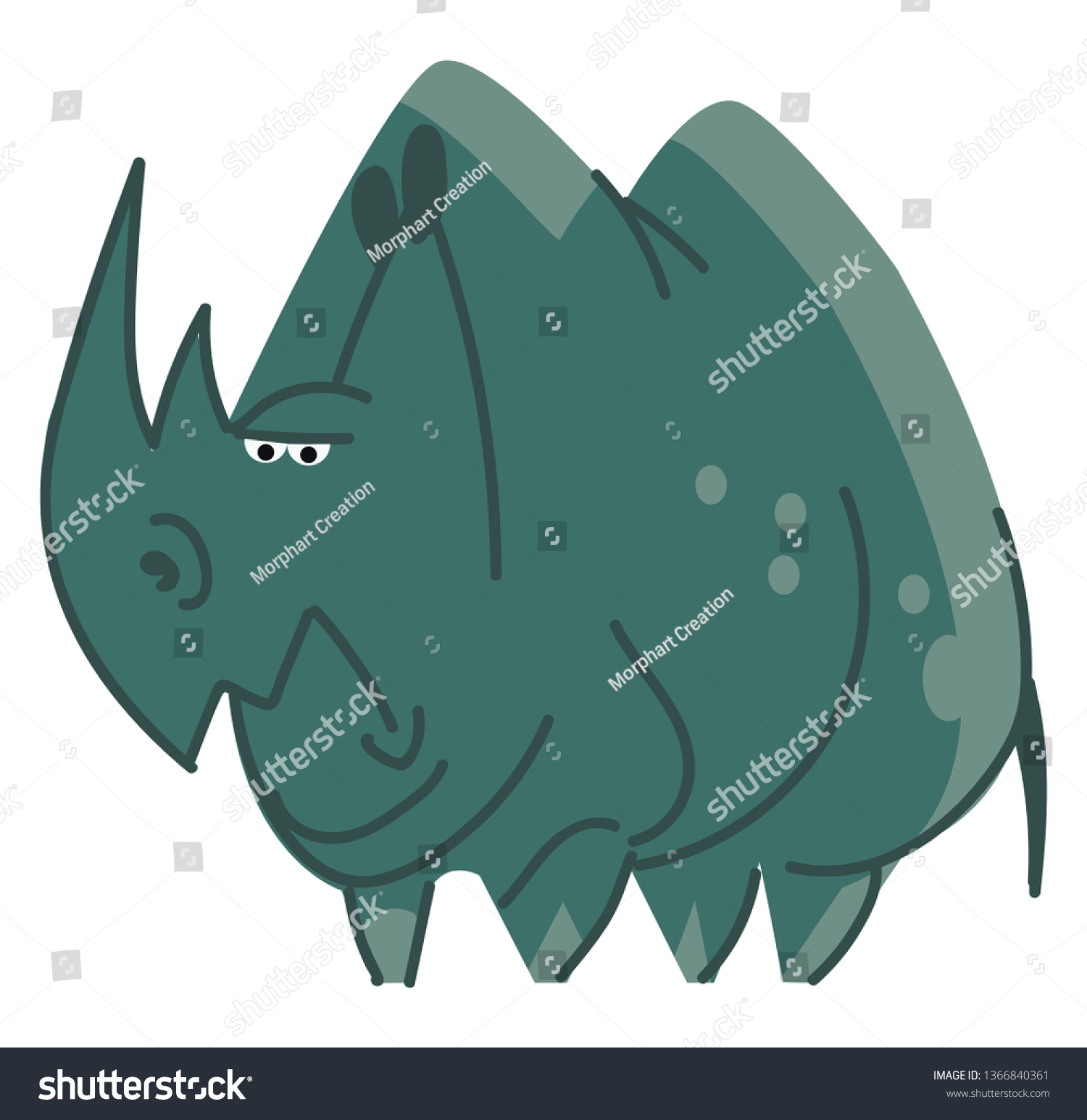 Blue Angry Rhinoceros Vector Color Illustration Stock Vector (Royalty ...