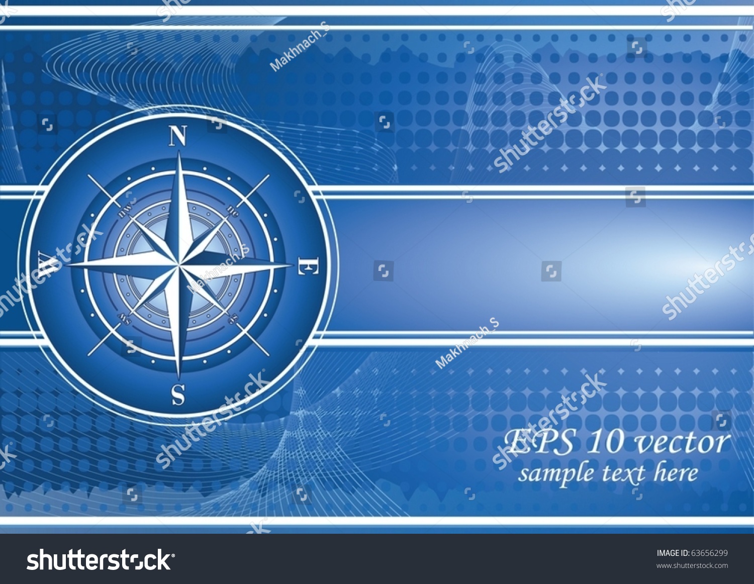 Blue Background Compass Rose Vector Eps Vetor Stock Livre De Direitos