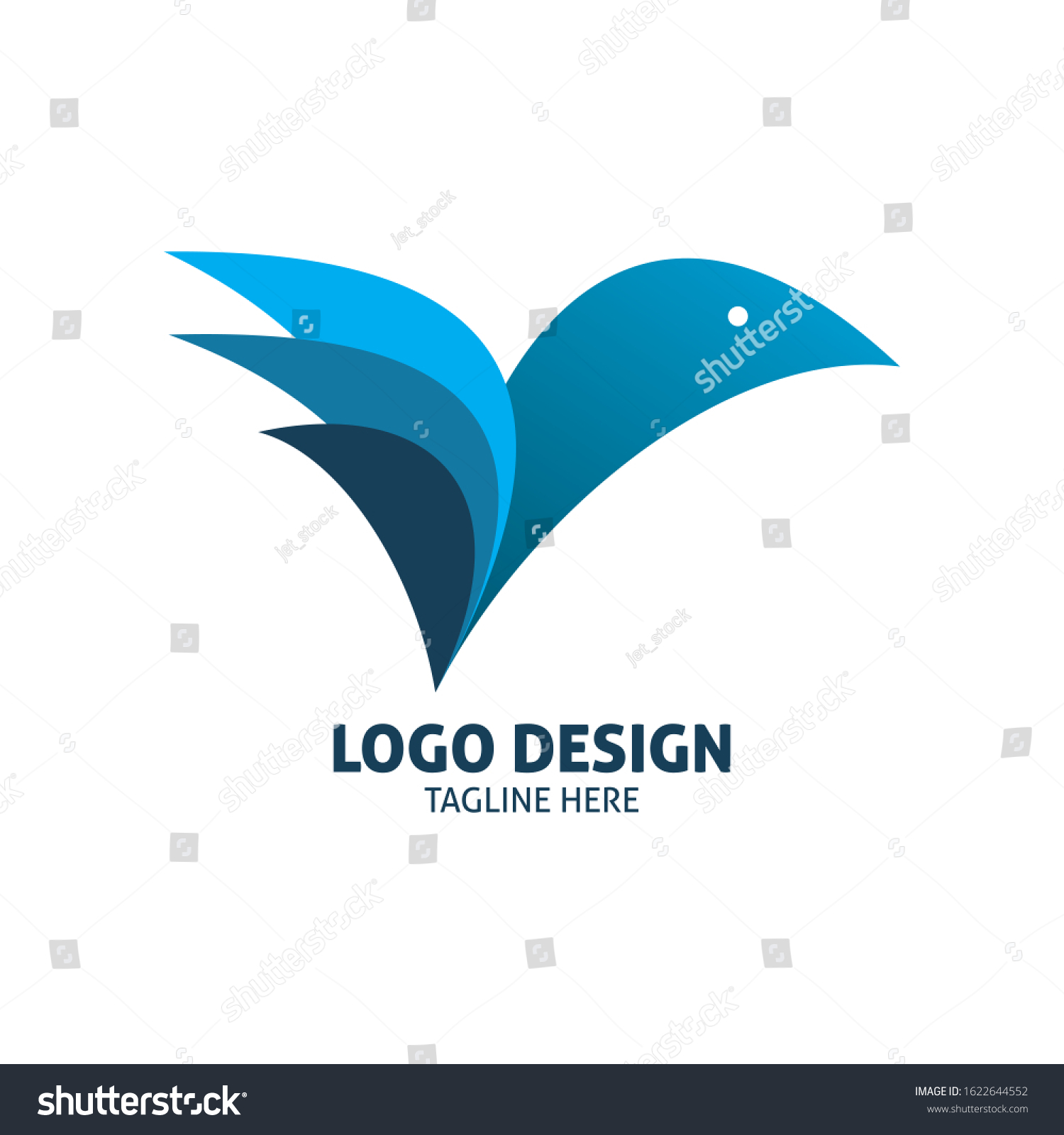 Blue Bird Wing Logo Design Stock Vector (Royalty Free) 1622644552 ...