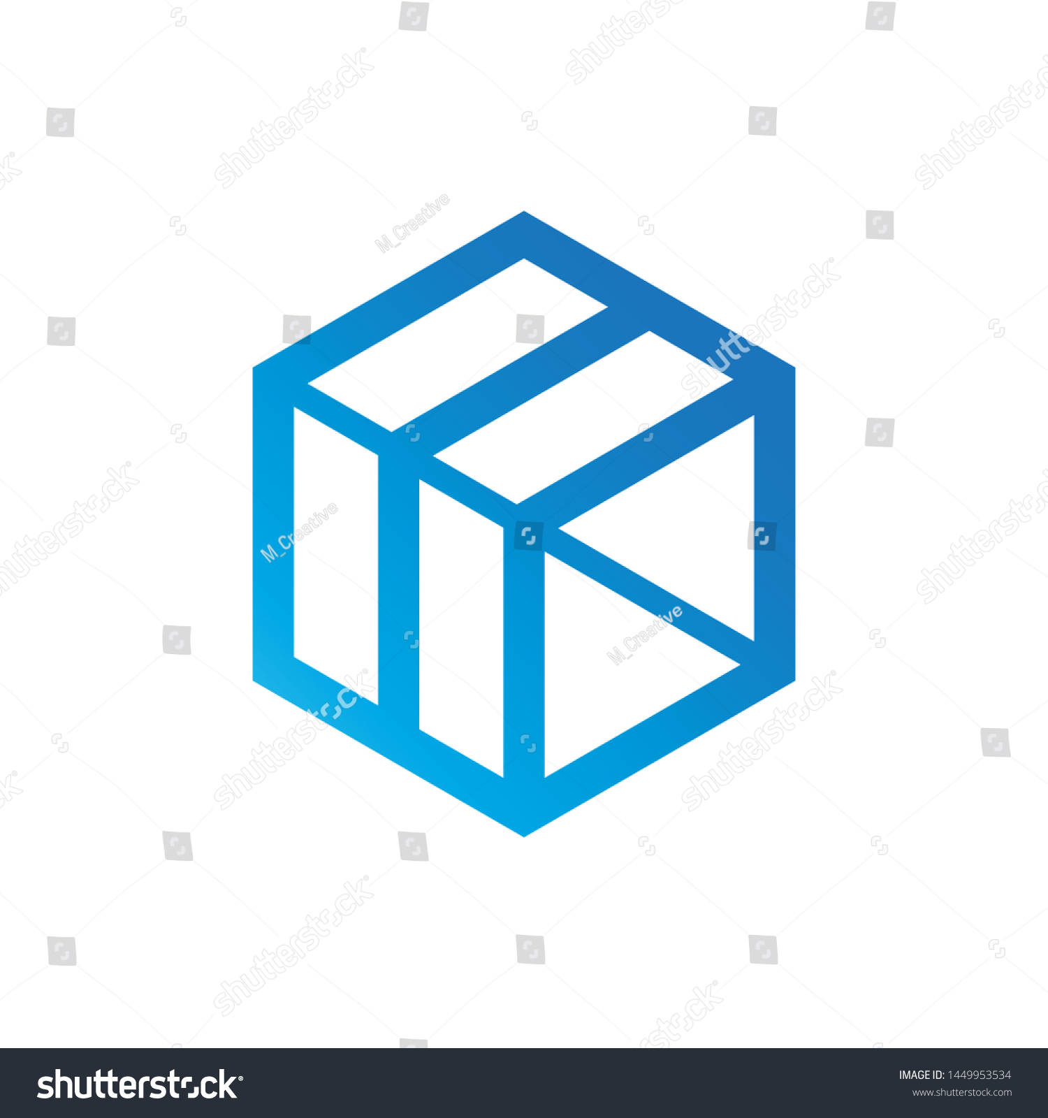 Blue Box Logo Template Vector Blockchain Stock Vector (Royalty Free