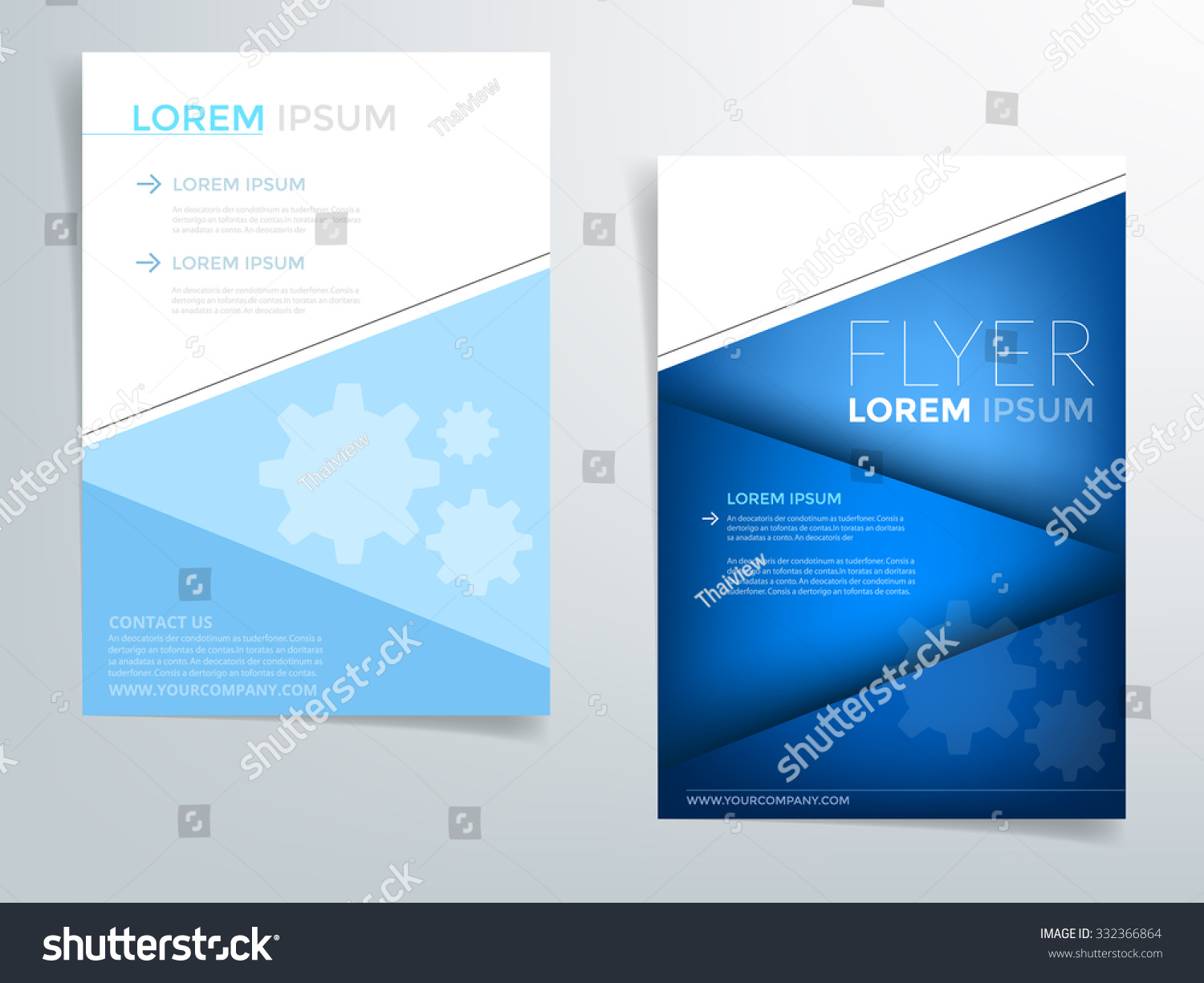 Blue Brochure Template Flyer Design Vector Overlap Layer With Sample ...