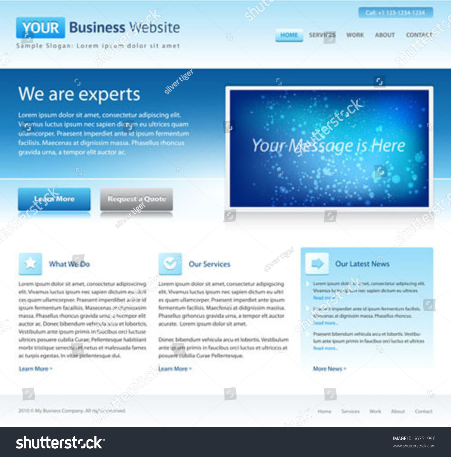 Blue Business Website Template Home Page Stock Vector 66751996 ... blue business website template - home page design - clean and simple - with  a space