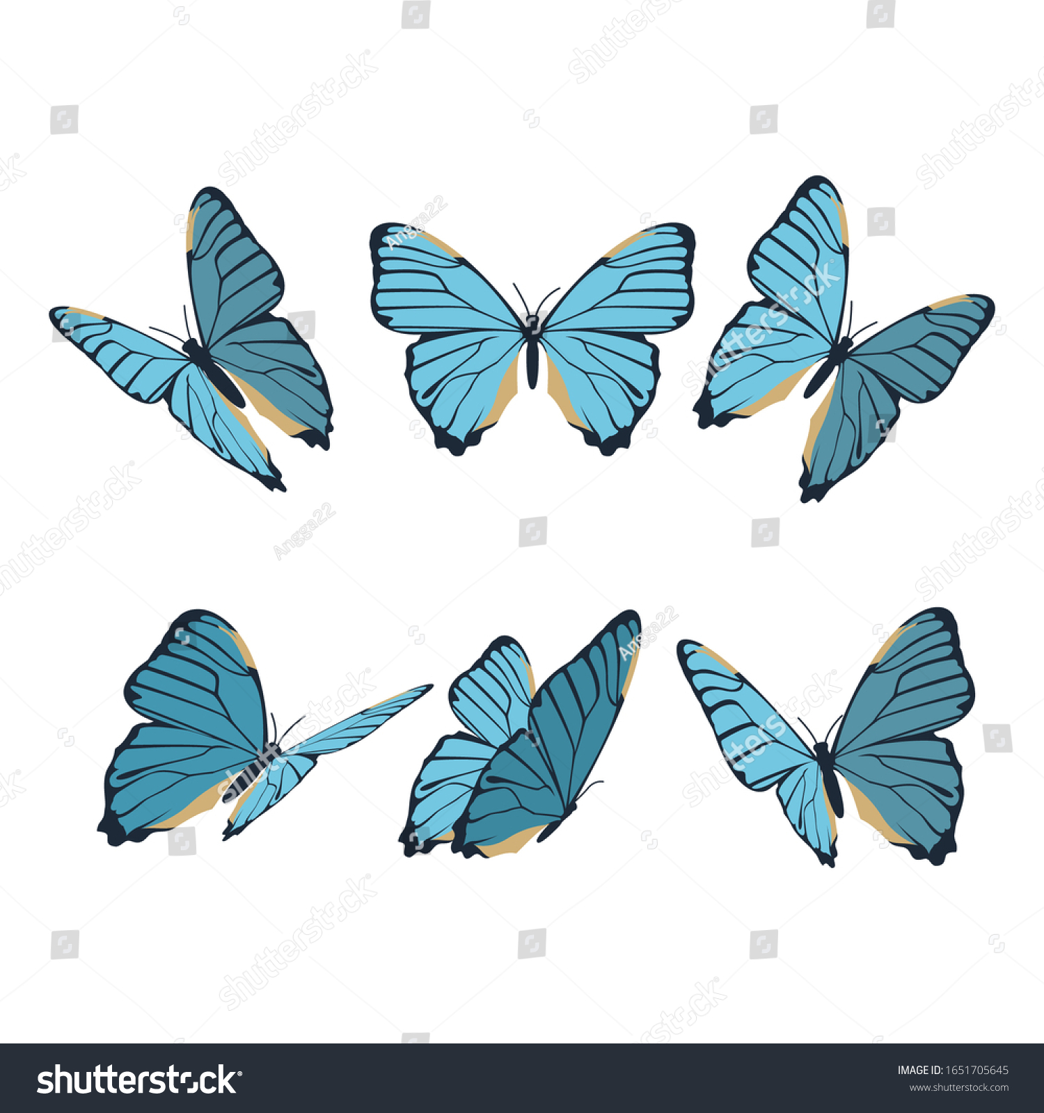 Blue Butterfly Icon Pack Vector Stock Vector (Royalty Free) 1651705645 ...