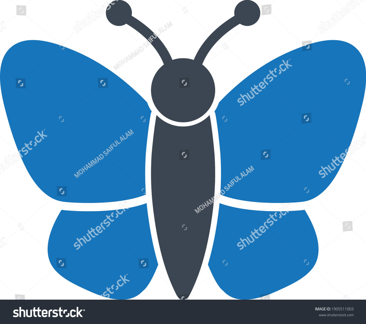 Blue Butterfly Icon Vector Illustration Stock Vector Royalty Free