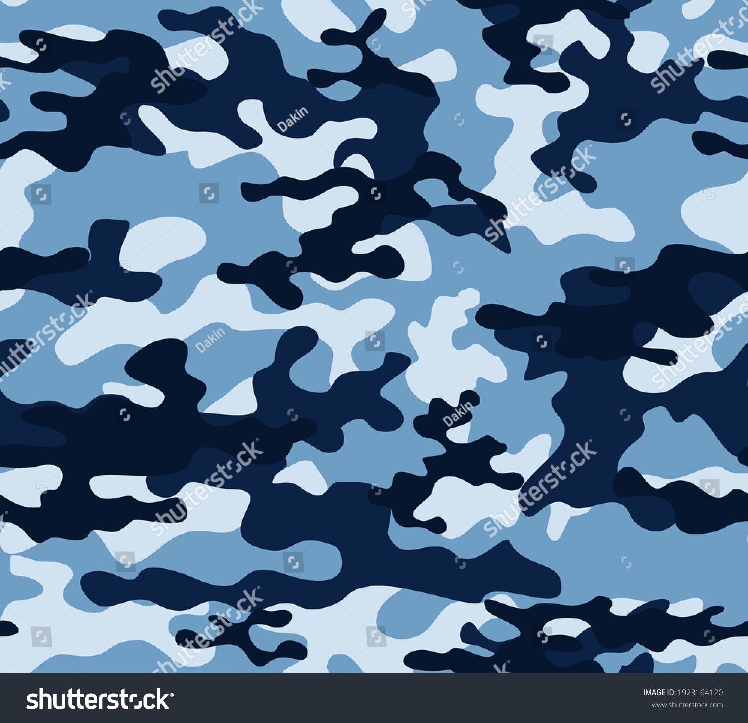 Blue Camouflage Pattern Military Modern Background Stock Vector 