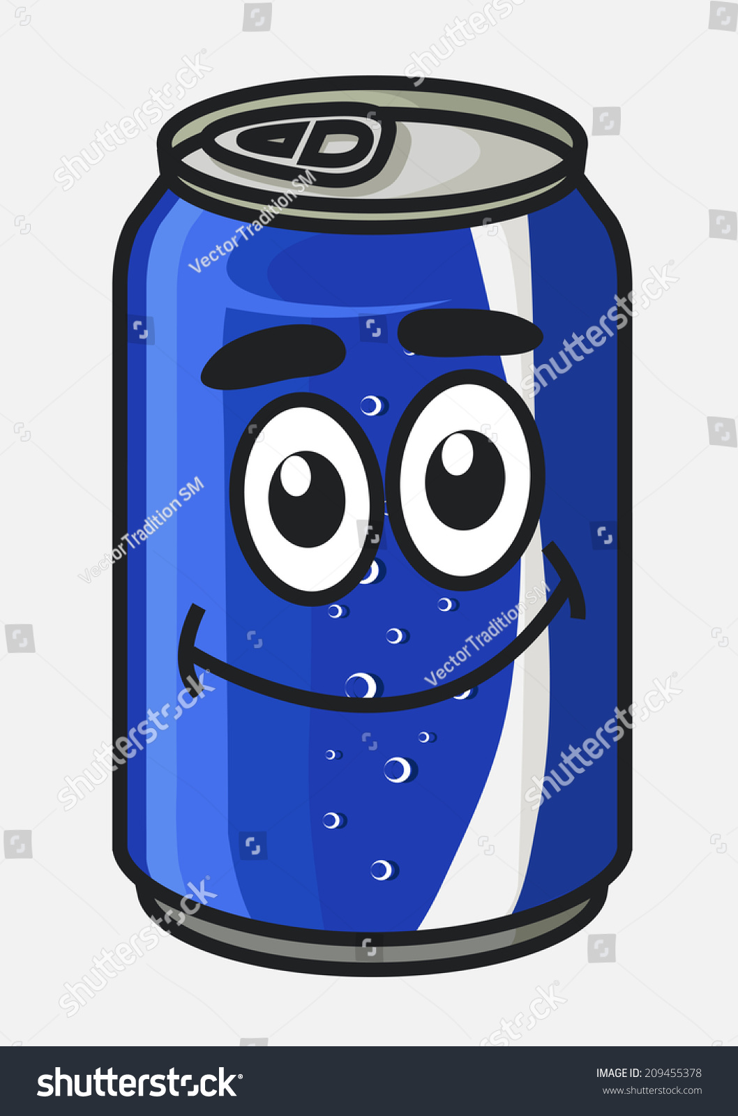 Blue Cartoon Soda Soft Drink Can Stock Vector (Royalty Free) 209455378