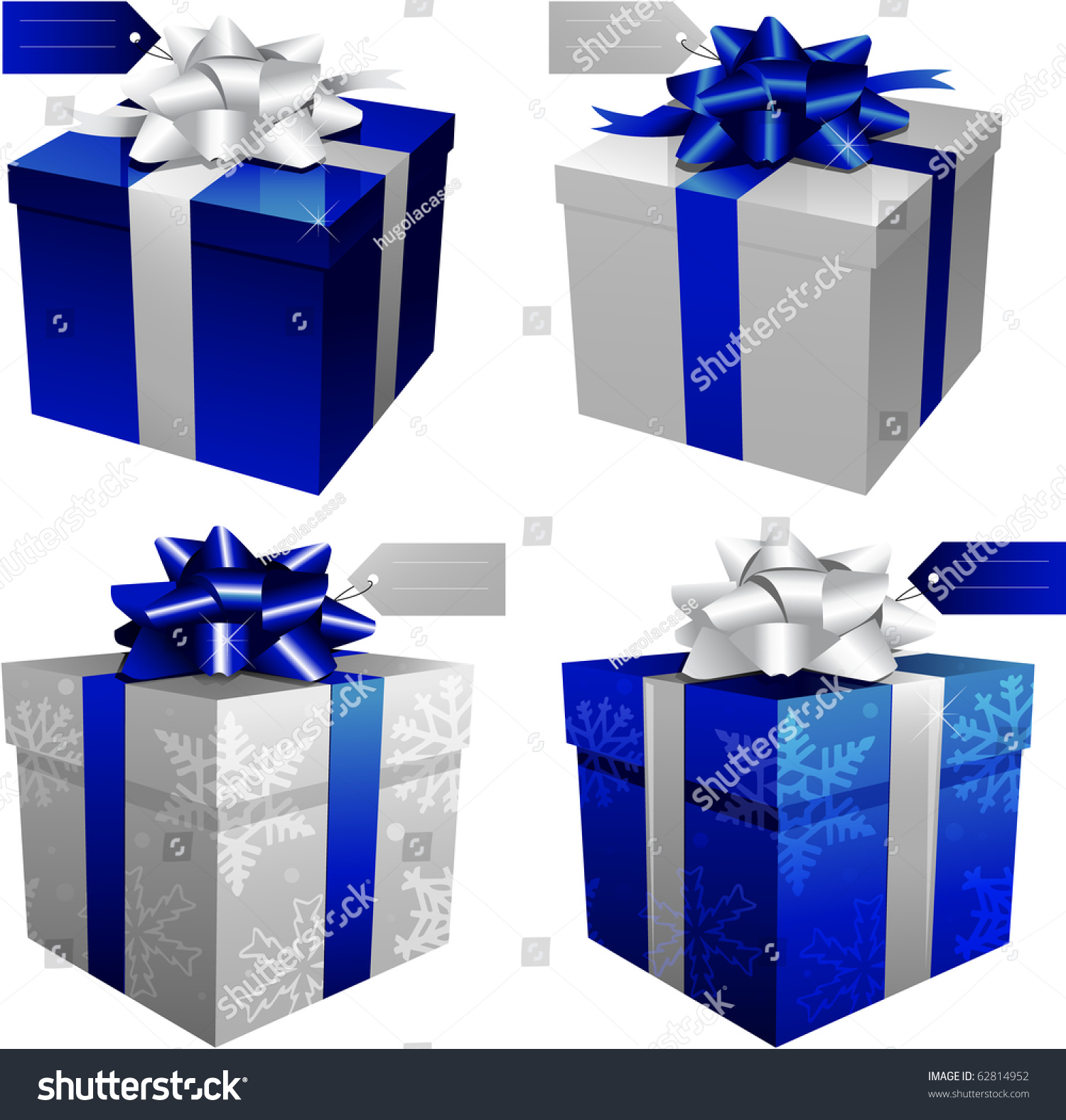 Blue Christmas Gift Boxes Stock Vector 62814952 Shutterstock