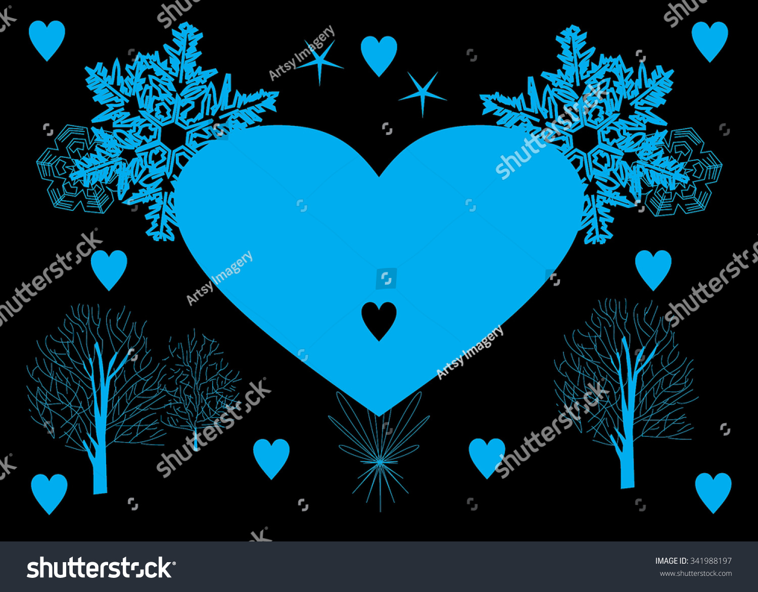 blue christmas love heart surrounded by stock vector royalty free