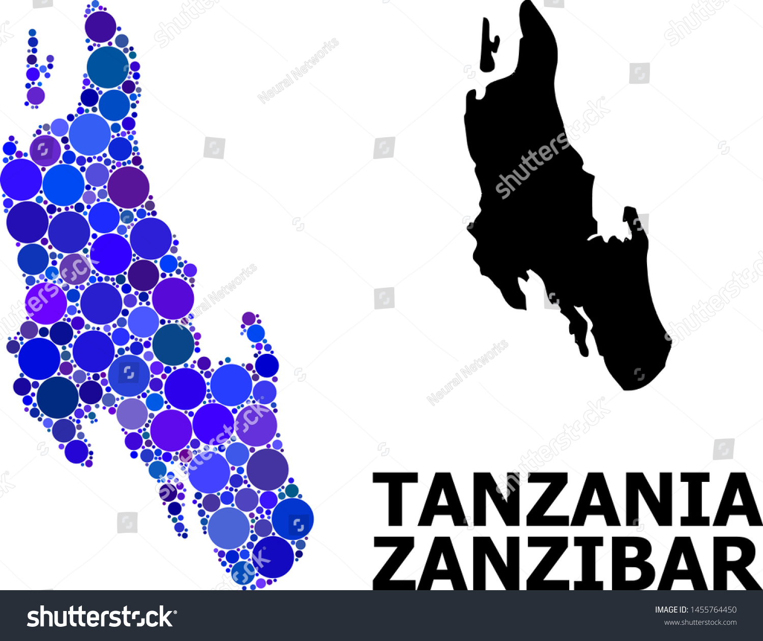 Blue Circle Mosaic Solid Map Zanzibar Stock Vector (Royalty Free ...