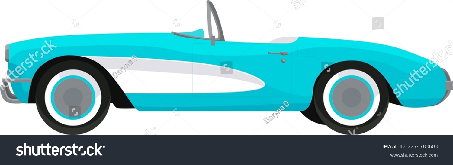 SVG of Blue classic corvette car. View side. Vector illustration svg