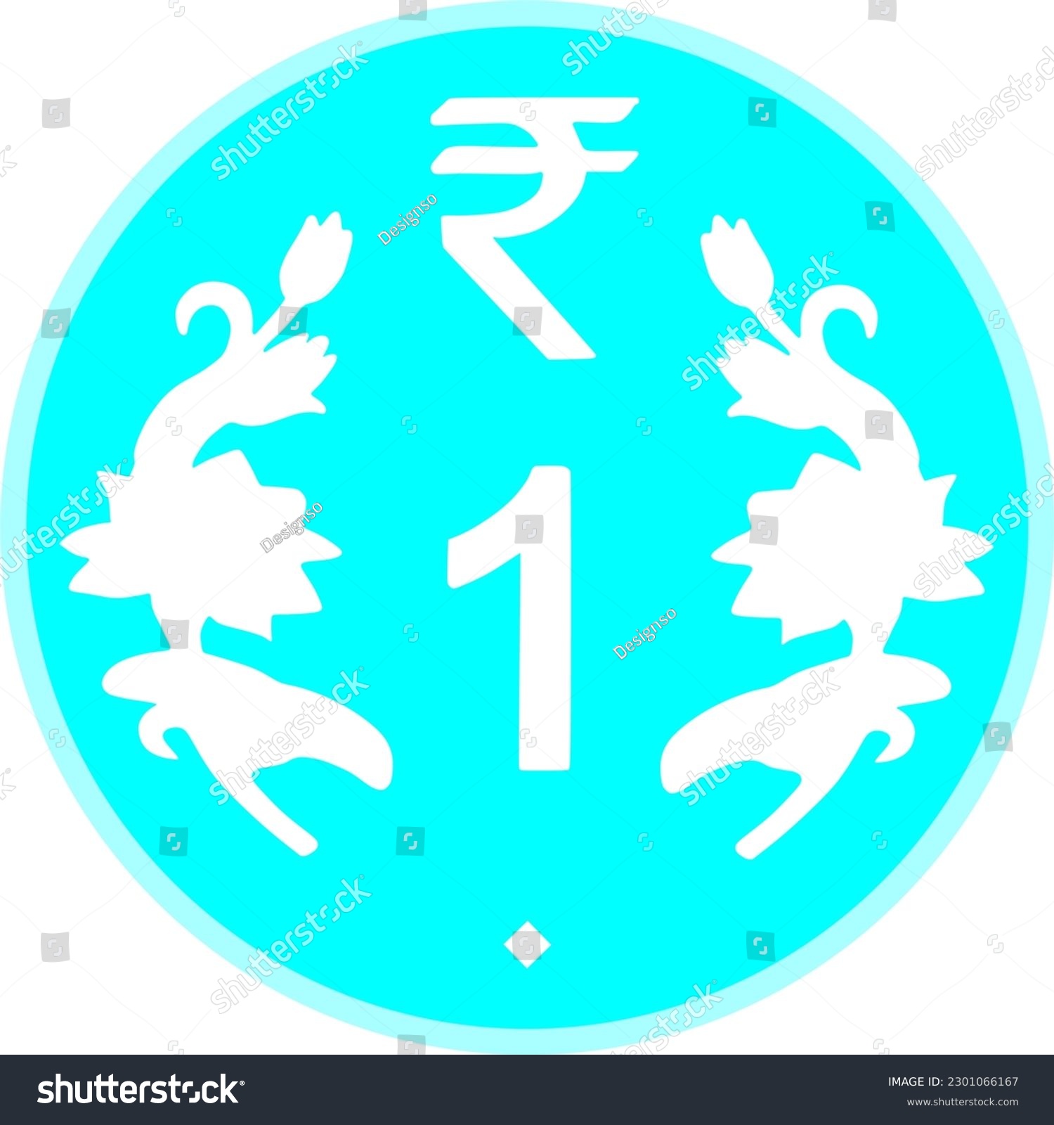 SVG of Blue Color 1 Rupee Coin Graphic Design svg