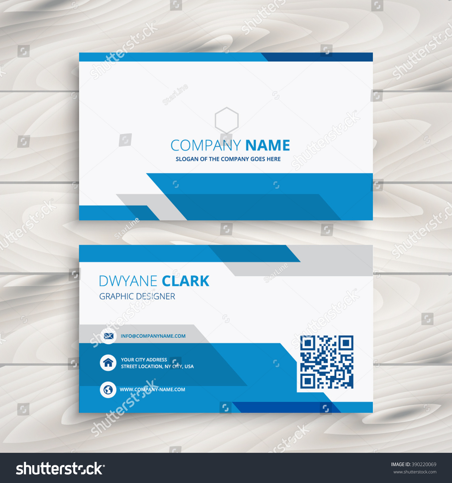 Blue Corporate Business Card Stock Vector (Royalty Free) 390220069 ...