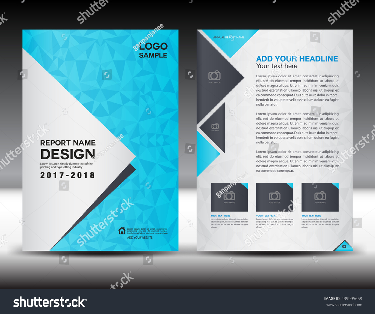 Blue Cover Design Annual Report Template Stock Vector Royalty Free