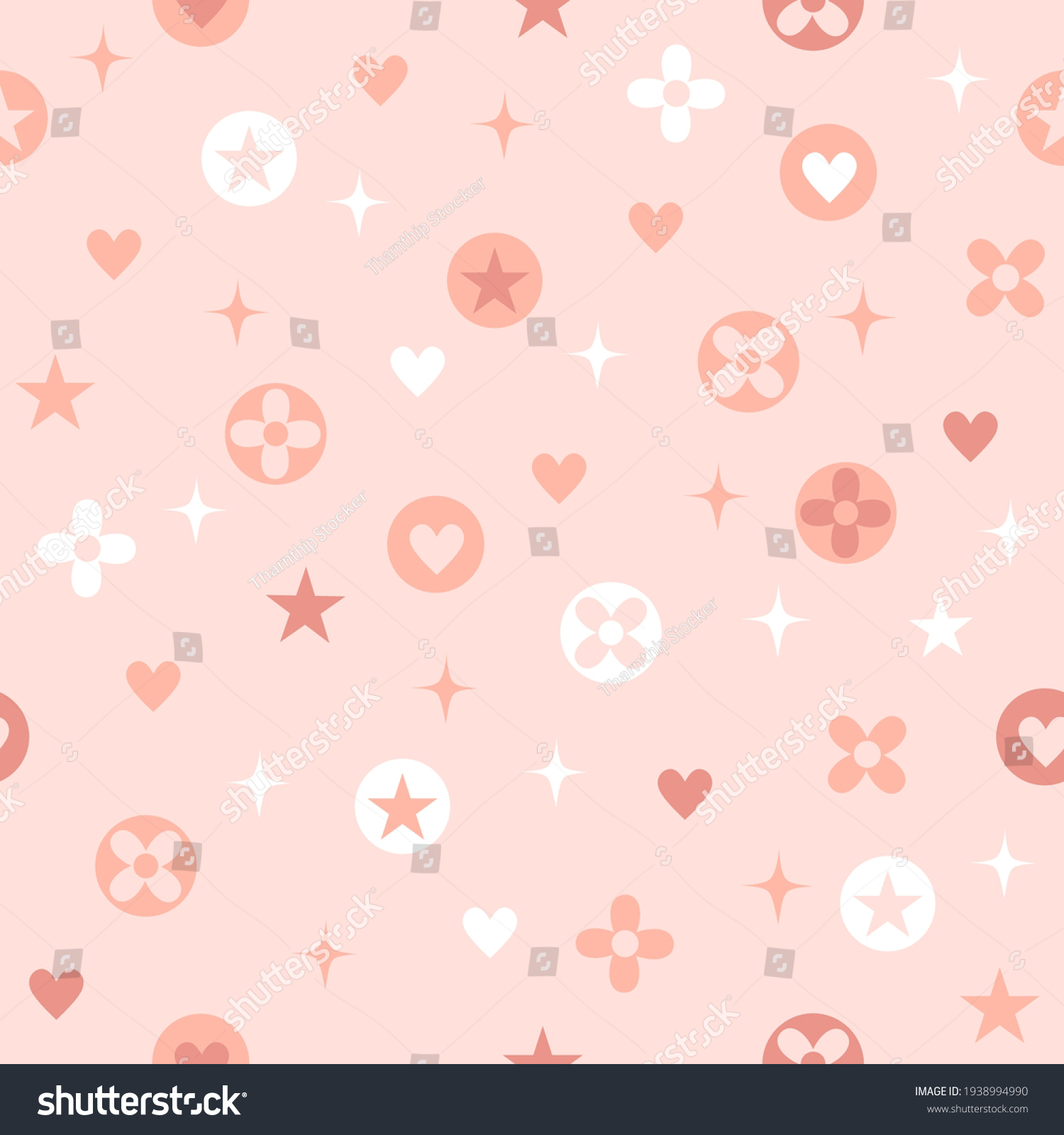 Blue Cute Seamless Pattern Star Heart Stock Vector (Royalty Free ...