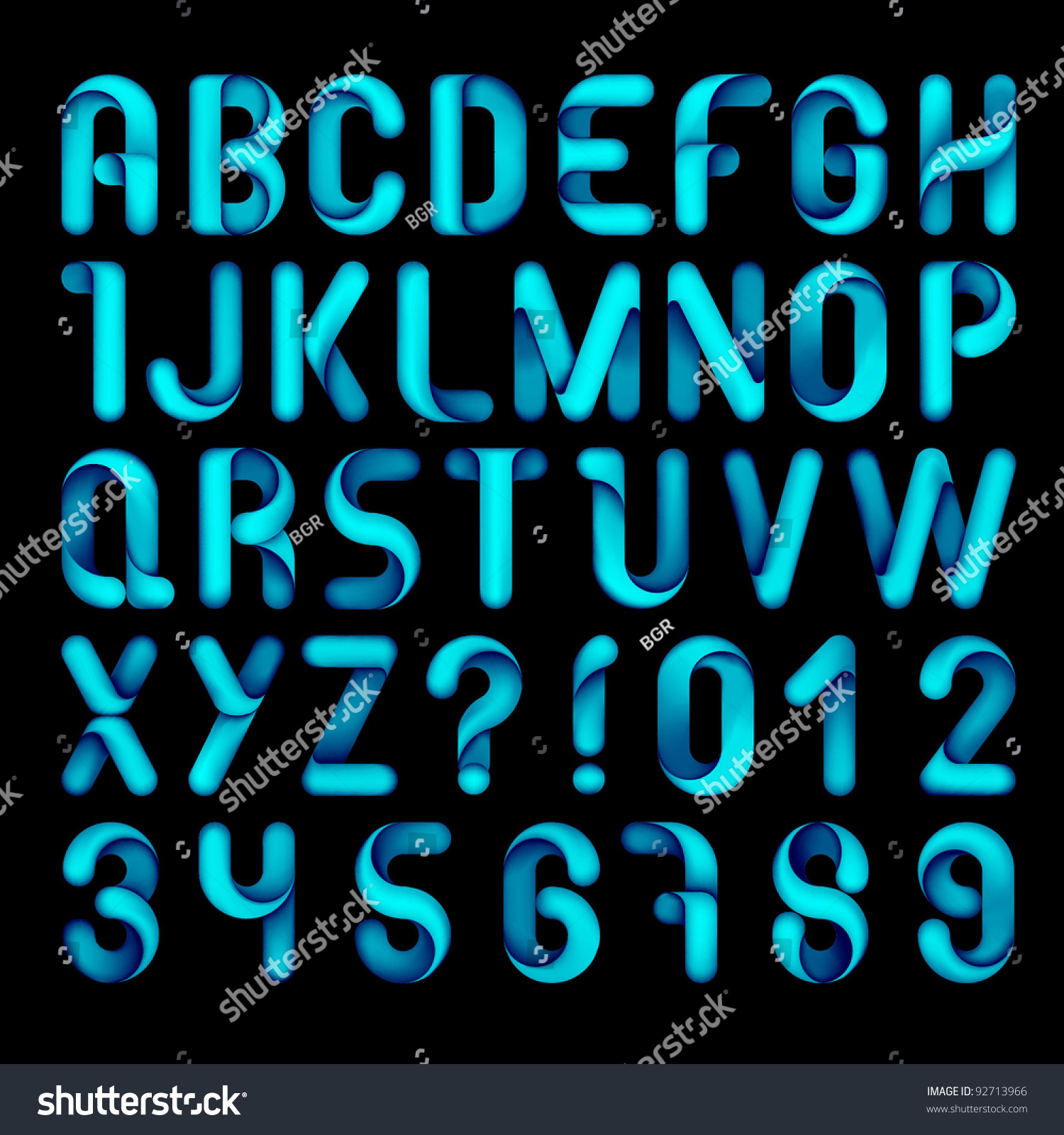 Blue Decorative Alphabet Stock Vector Illustration 92713966 : Shutterstock