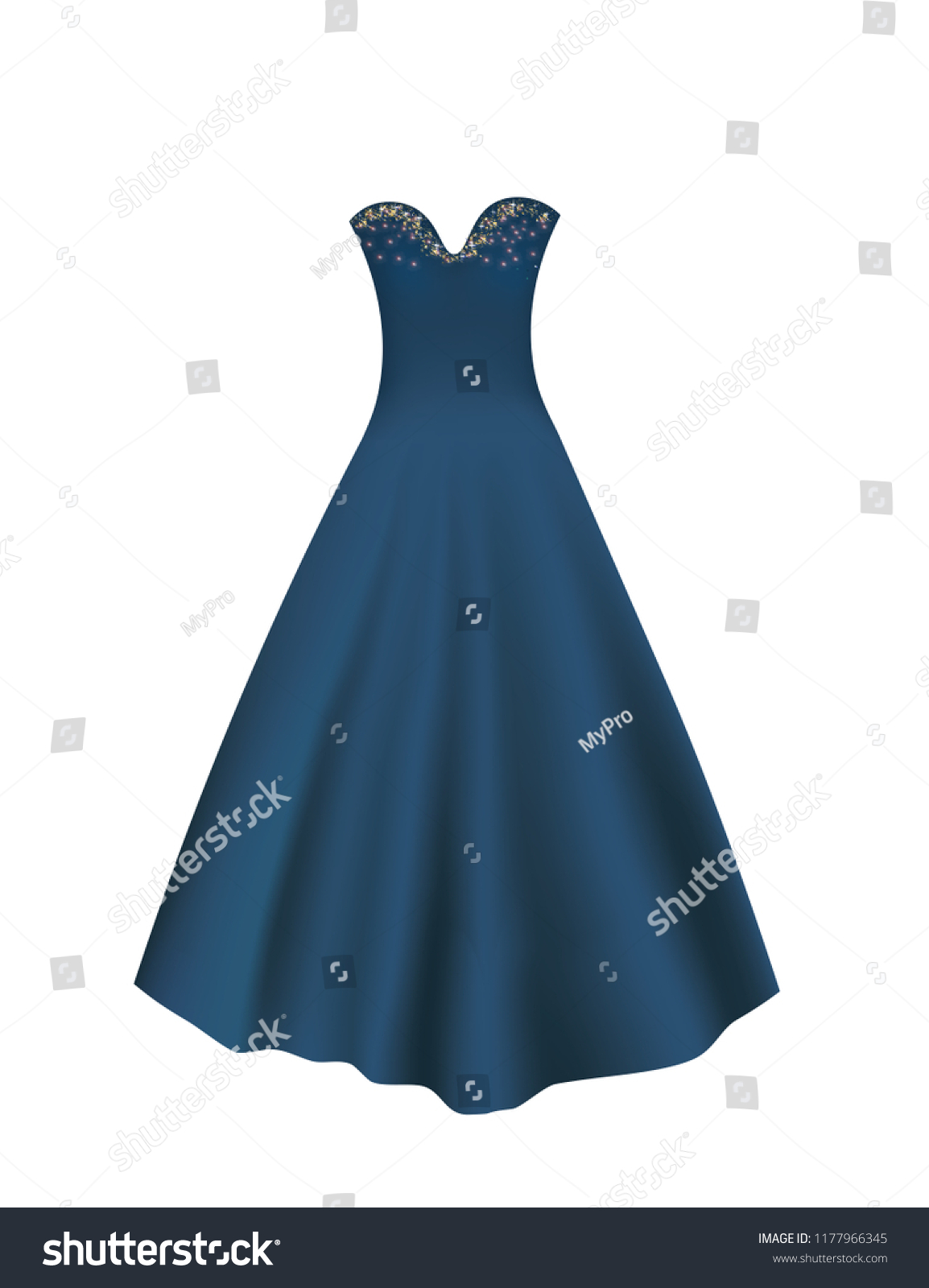 Blue Dress Vector Illustration Stock Vector (Royalty Free) 1177966345 ...