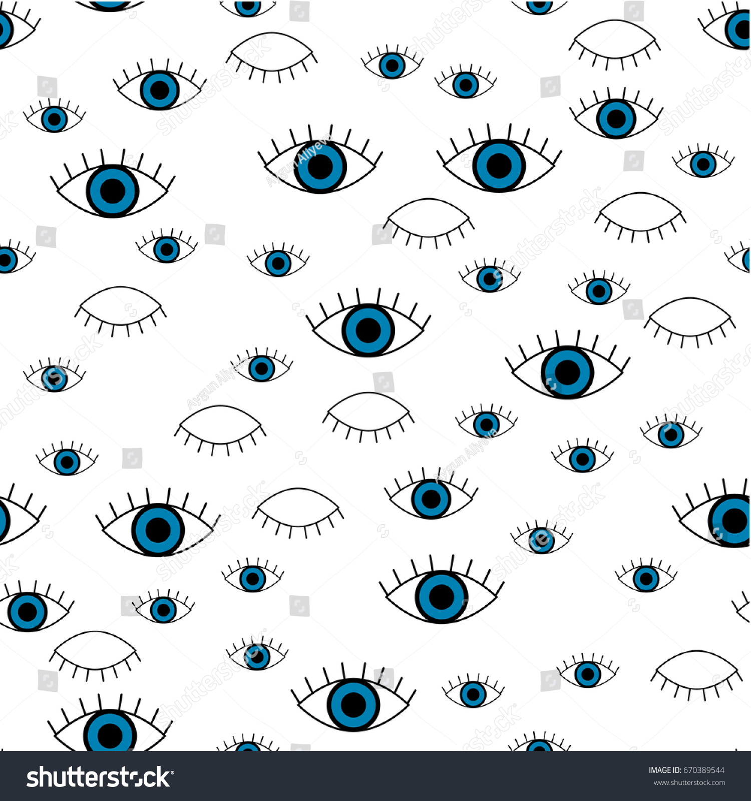 Blue Eye Vector Seamless Pattern Blue Stock Vector 670389544 - Shutterstock