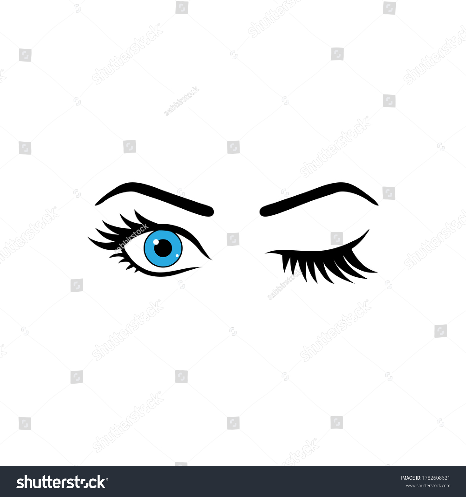SVG of Blue Eye Winking.flat vector graphic in white background svg