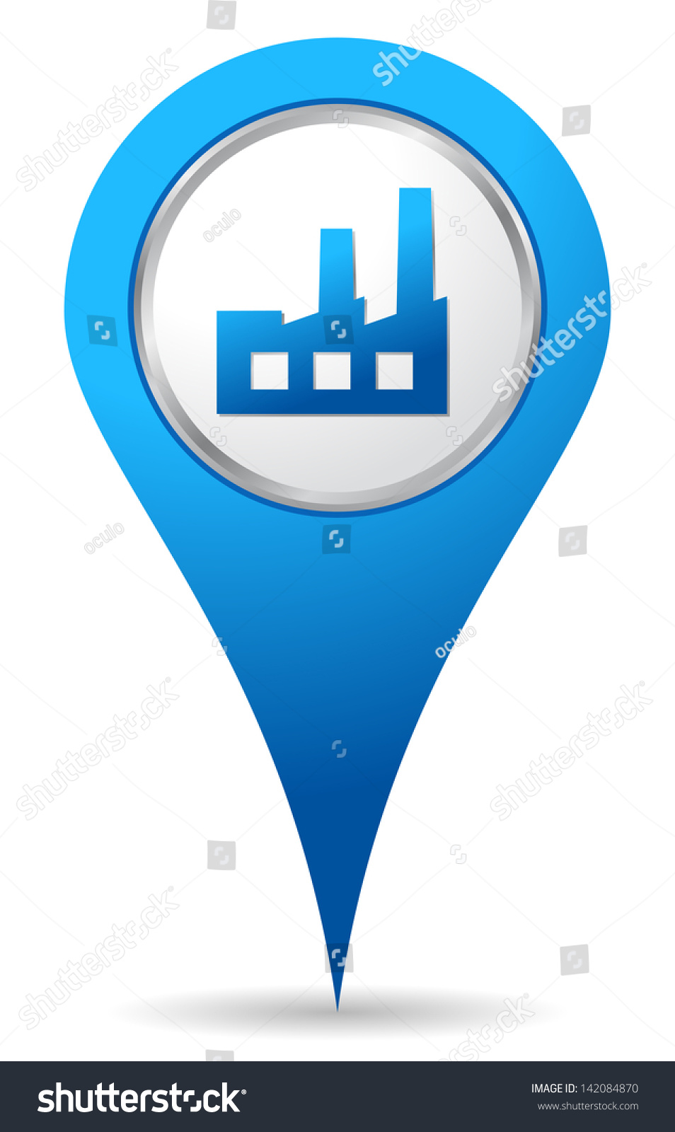 Stock Vector Blue Factory Location Icon For Maps 142084870 