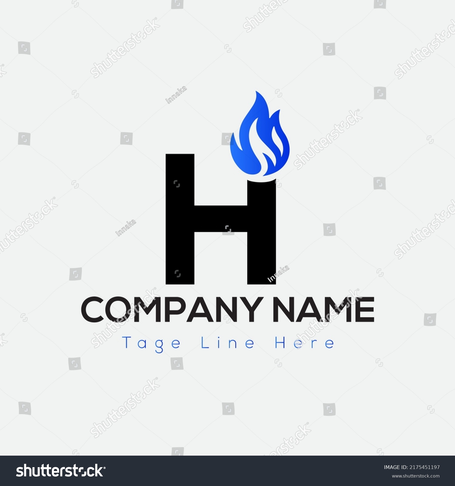 Blue Fire Logo On Letter H Stock Vector (Royalty Free) 2175451197 ...