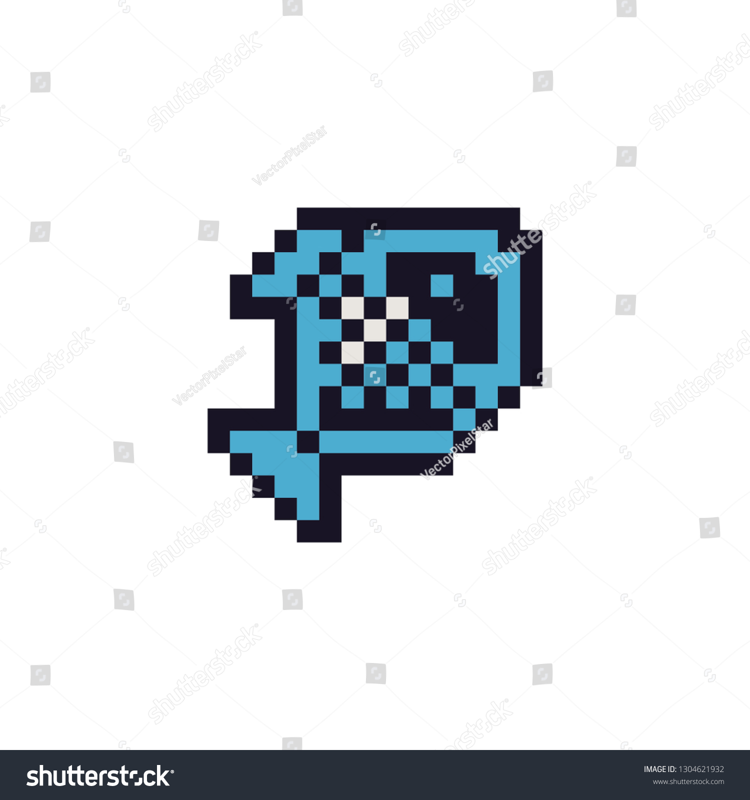 Blue Fish Logo Pixel Art Style Stock Vector (Royalty Free) 1304621932