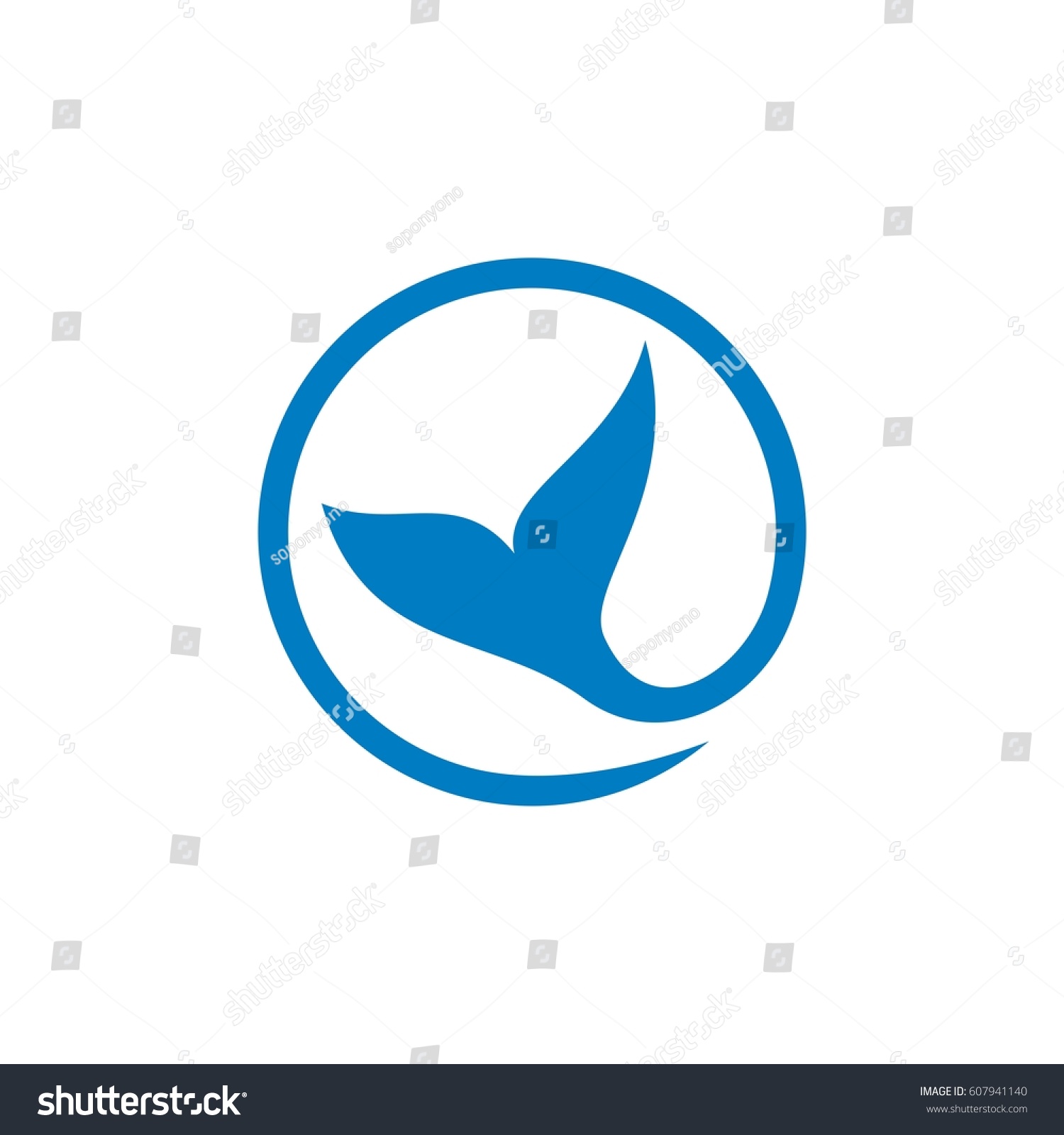 Download Blue Fish Tail Circle Logo Template Stock Vector 607941140 - Shutterstock