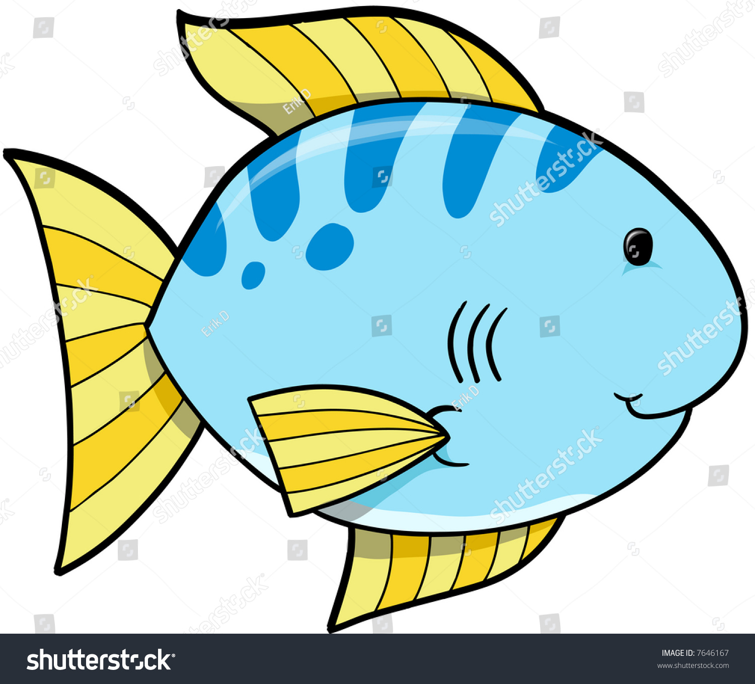 Blue Fish Vector Illustration Stock Vector 7646167 - Shutterstock