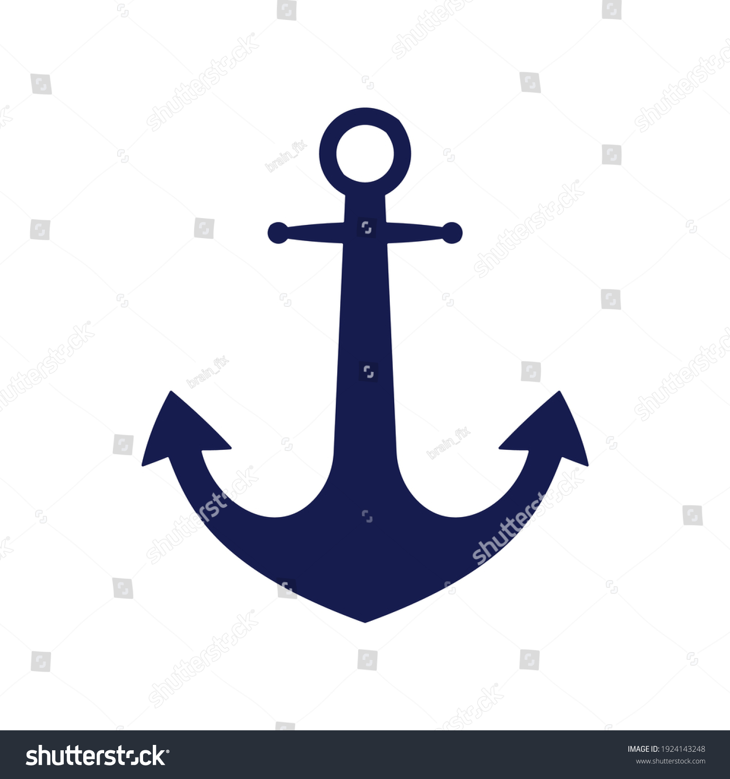SVG of Blue flat anchor logo isolated on white background. Silhouette marine equipment. Vector travel and tourism icon. svg