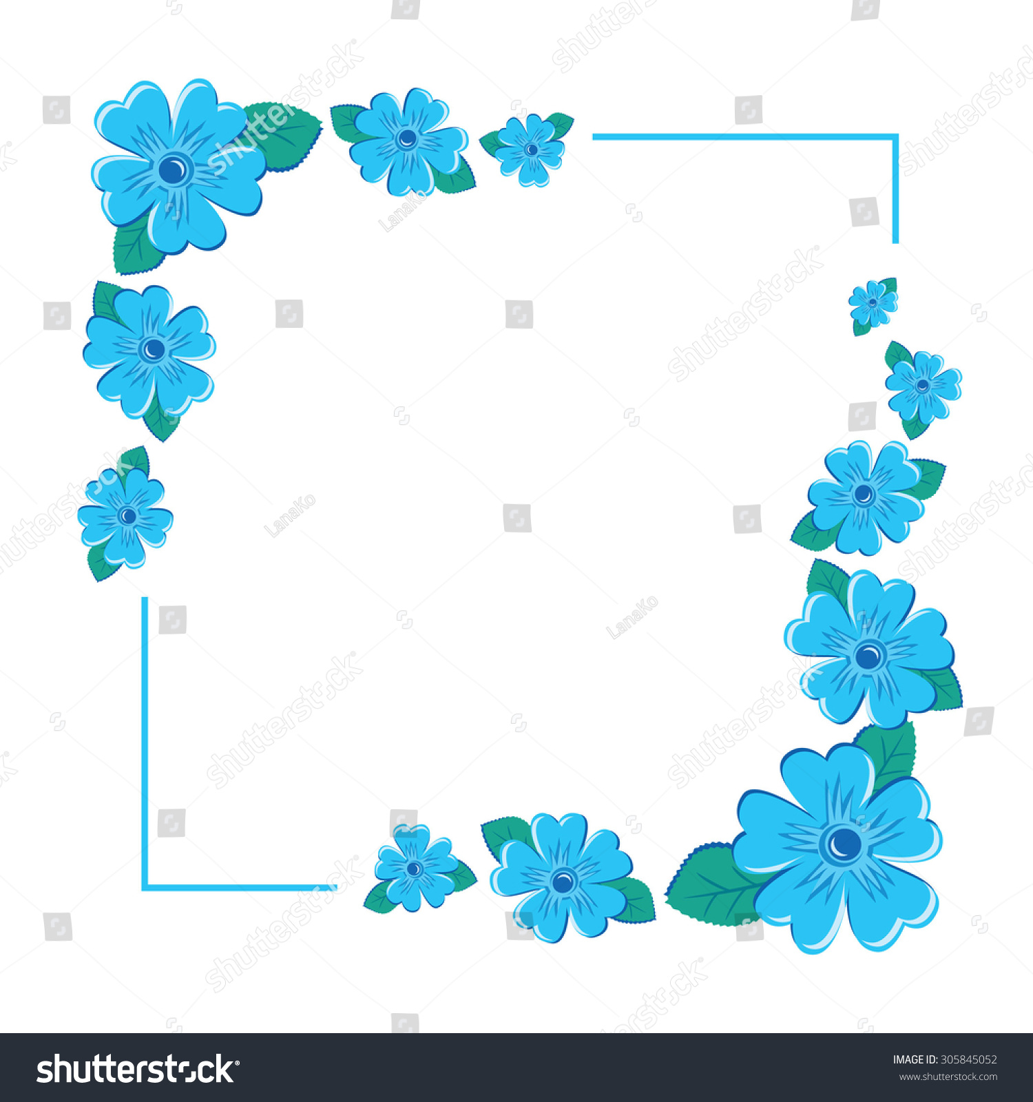 Blue Flower Frame เวกเตอร์สต็อก (ปลอดค่าลิขสิทธิ์) 305845052 - Shutterstock