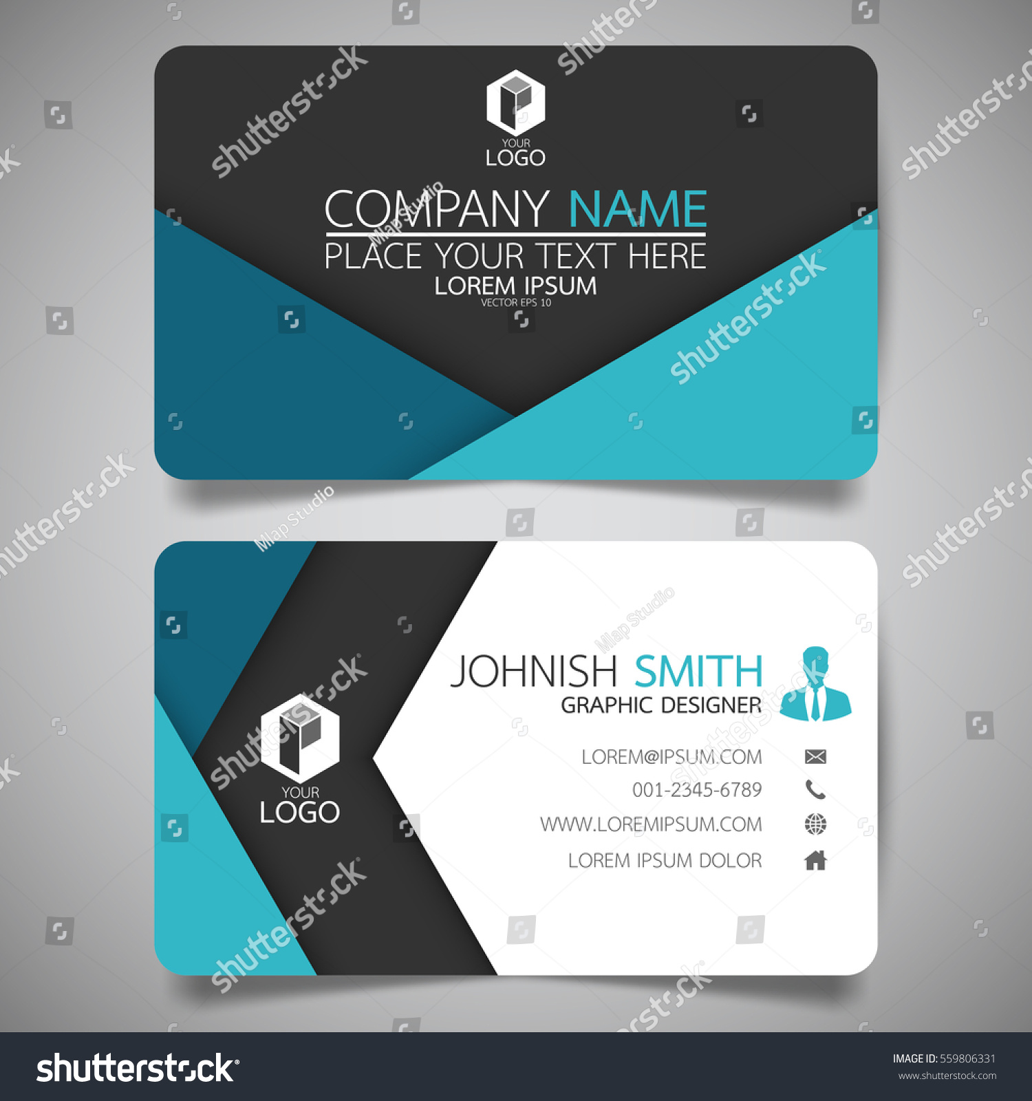 Blue Fold Modern Creative Business Card Stock Vector (Royalty Free For Fold Over Business Card Template