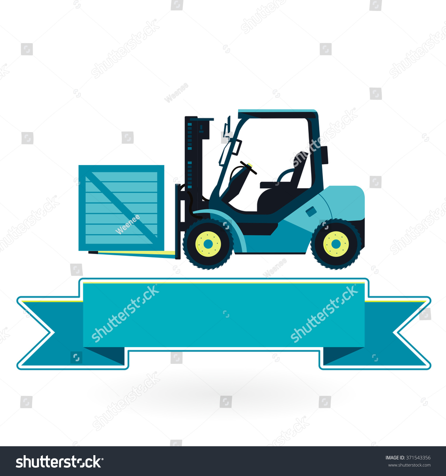 Blue Fork Lift Loader On White Stock Vector (Royalty Free) 371543356 ...