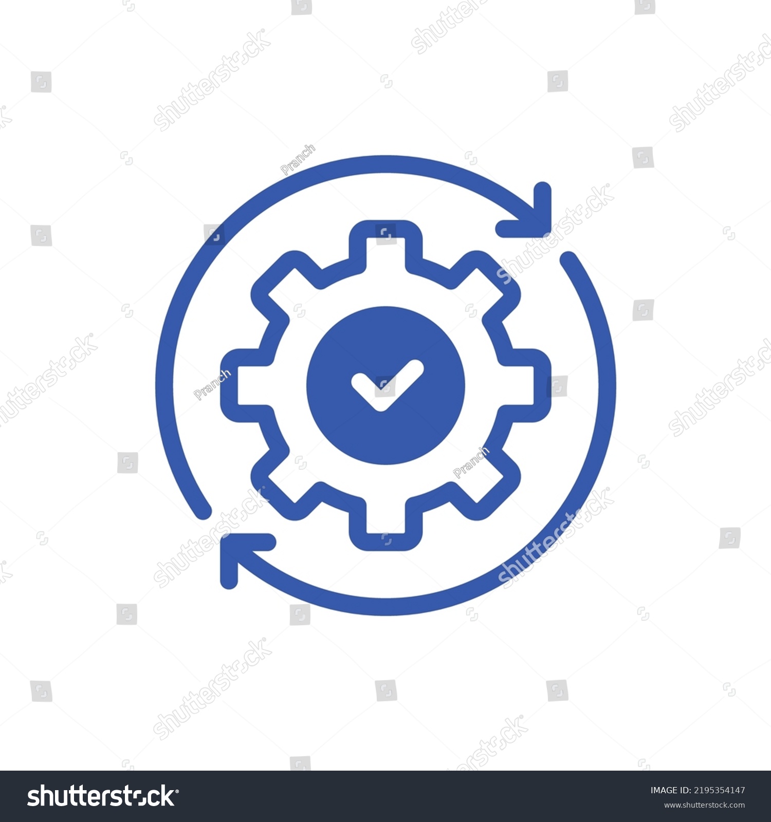 SVG of blue gear with arrow like efficiency operation icon. flat linear trend modern logotype graphic stroke design web element isolated on white. concept of development sign or guarantee of factory control svg