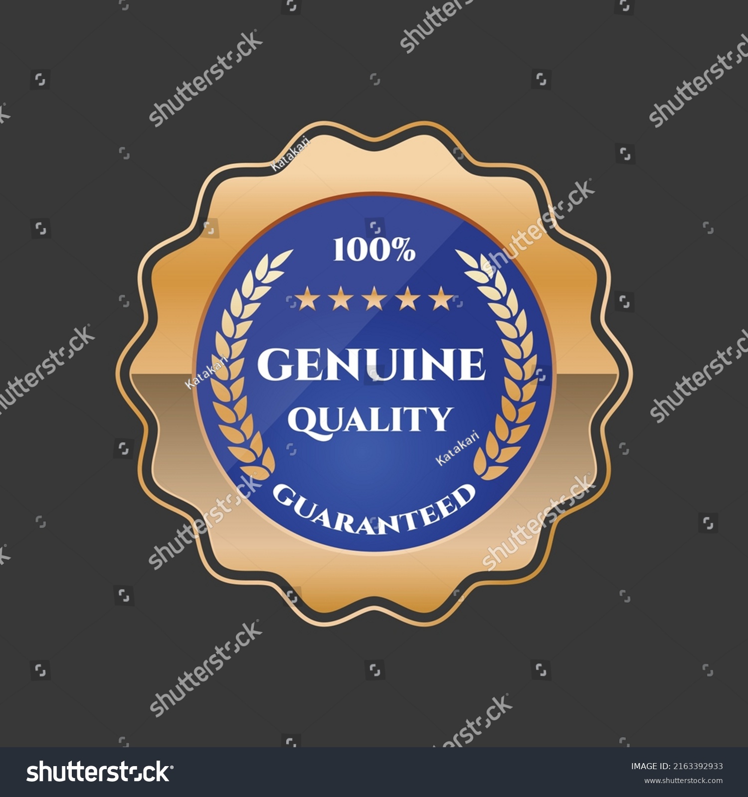 Blue Genuine Quality Badge Gold Border Stock Vector (Royalty Free ...