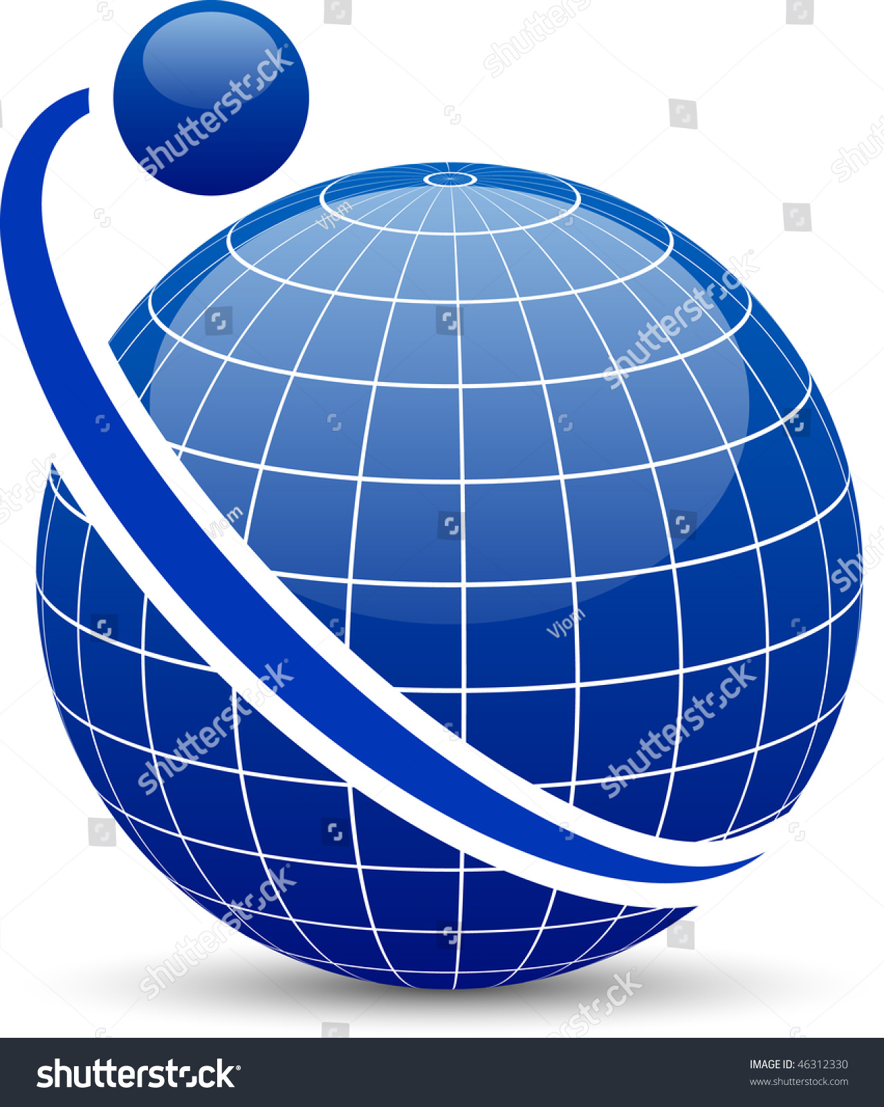 Blue Globe With Orbit. Vector. - 46312330 : Shutterstock