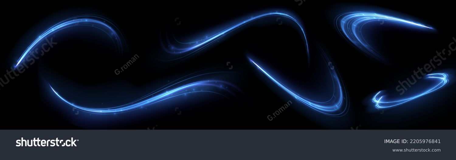 SVG of Blue glowing shiny lines effect vector background. Luminous white lines of speed. Light glowing effect. Light trail wave, fire path trace line and incandescence curve twirl. svg