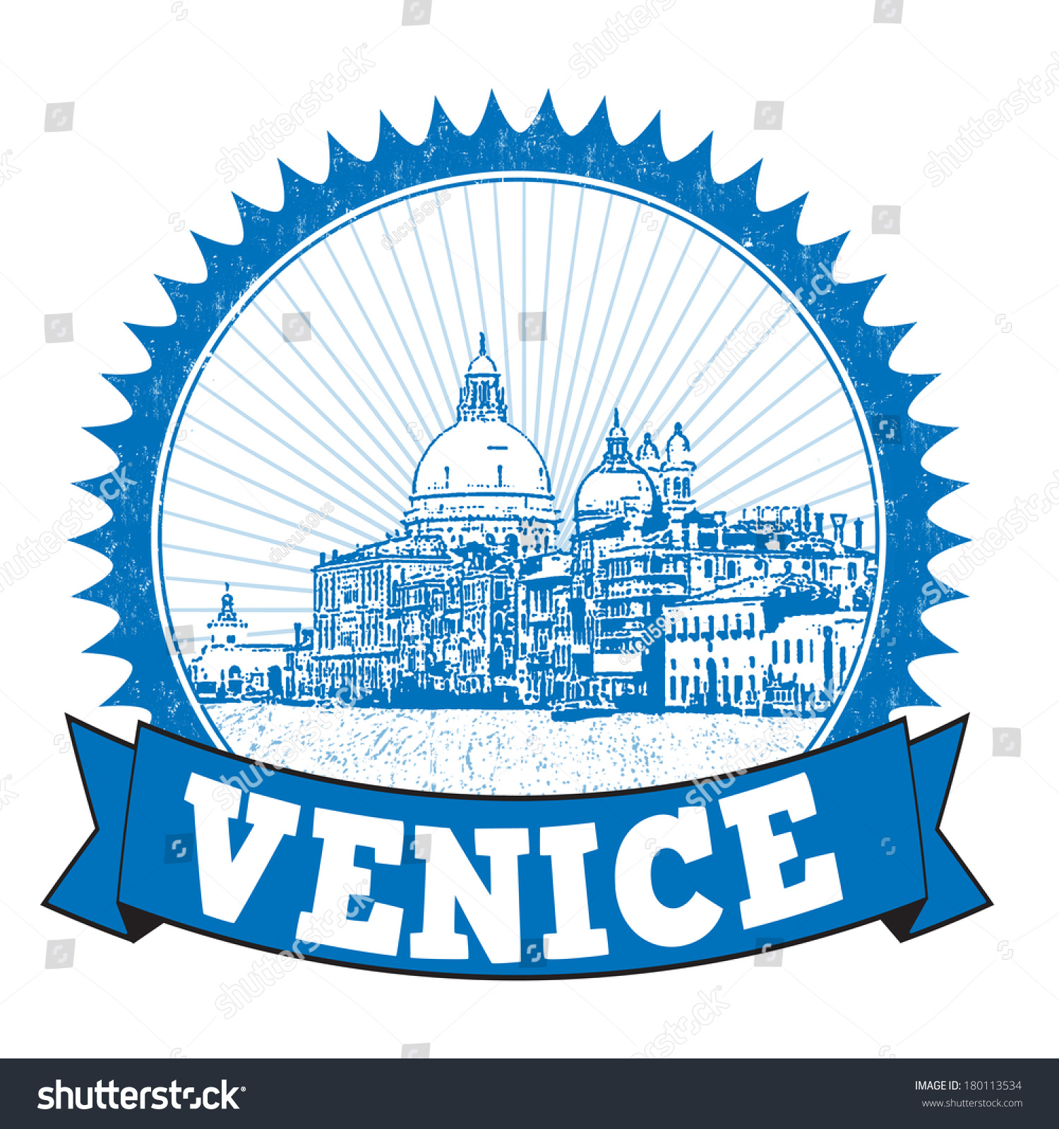 Blue Grunge Rubber Stamp With The Grand Canal Shape And The Word Venice ...