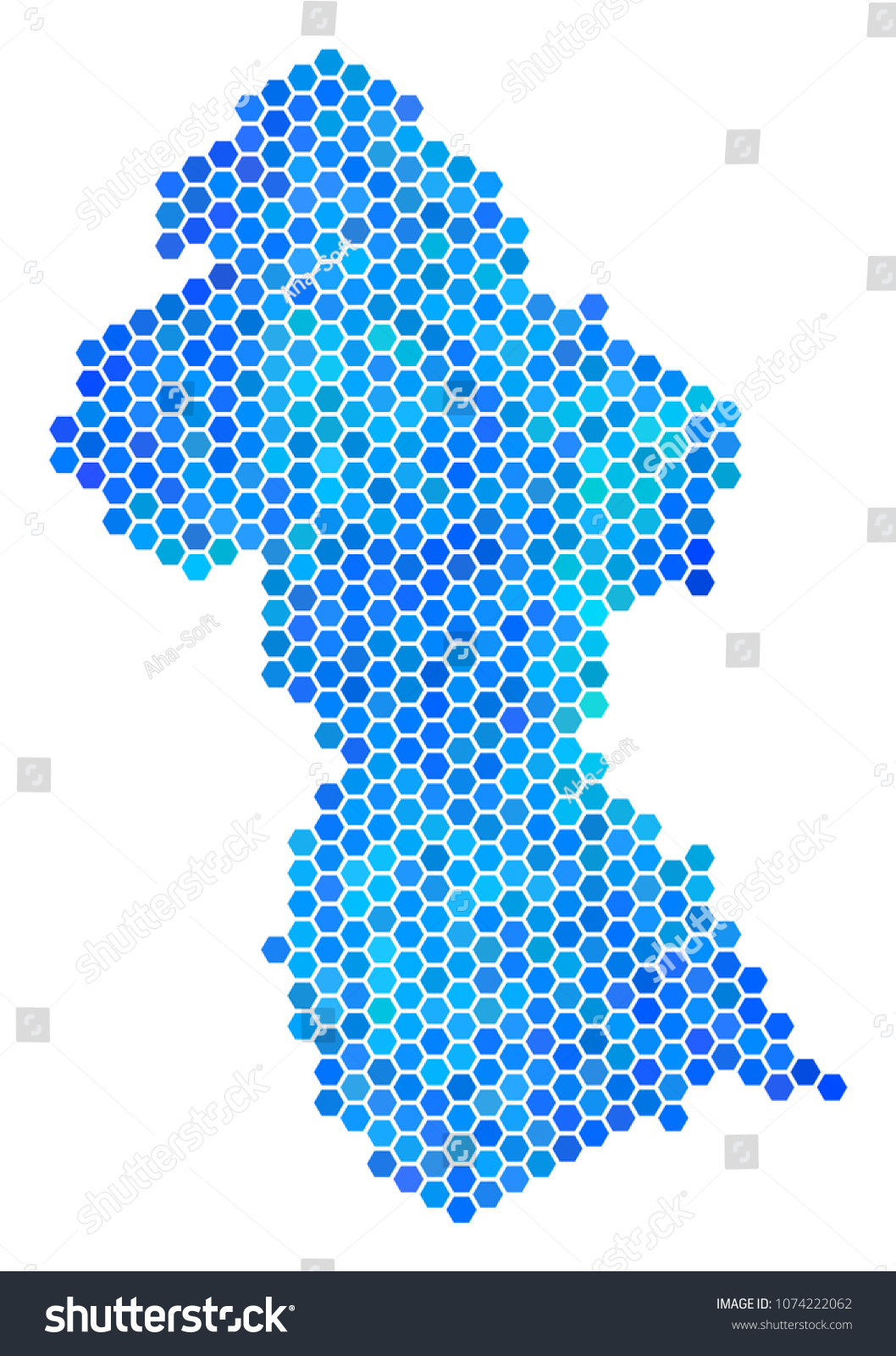 Blue Hexagon Guyana Map Vector Geographic Stock Vector (Royalty Free ...