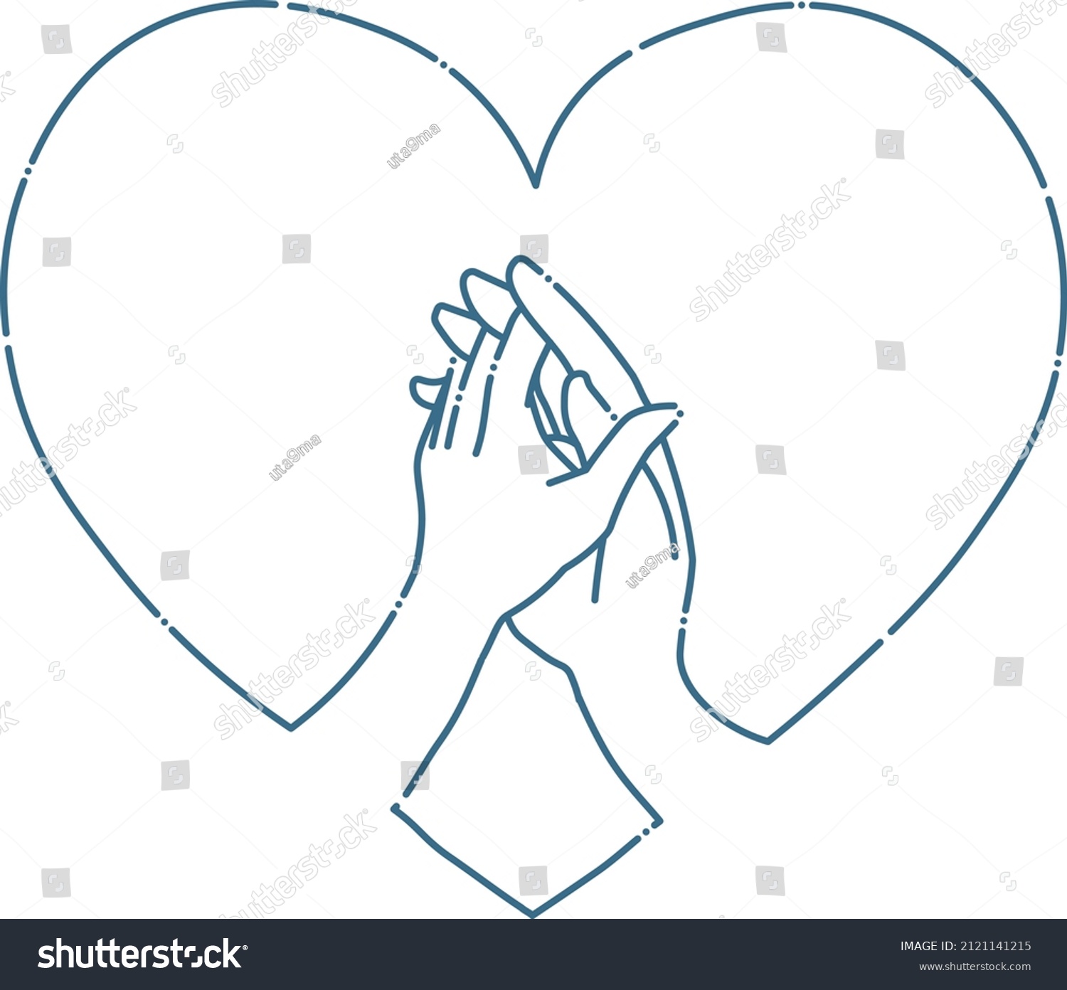 Blue Illustration Lovers Holding Hands Heart Stock Vector Royalty Free 2121141215 Shutterstock