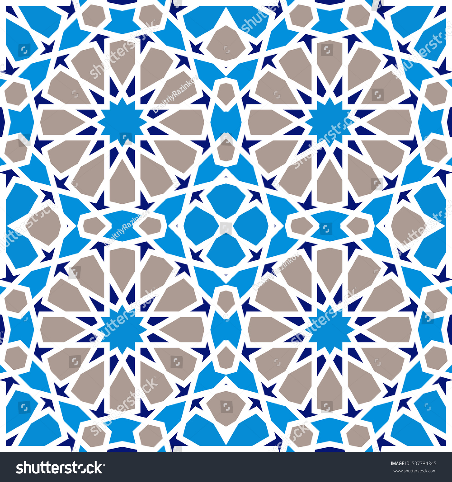 Blue Islamic Pattern Seamless Background Vector Stock Vector 507784345 