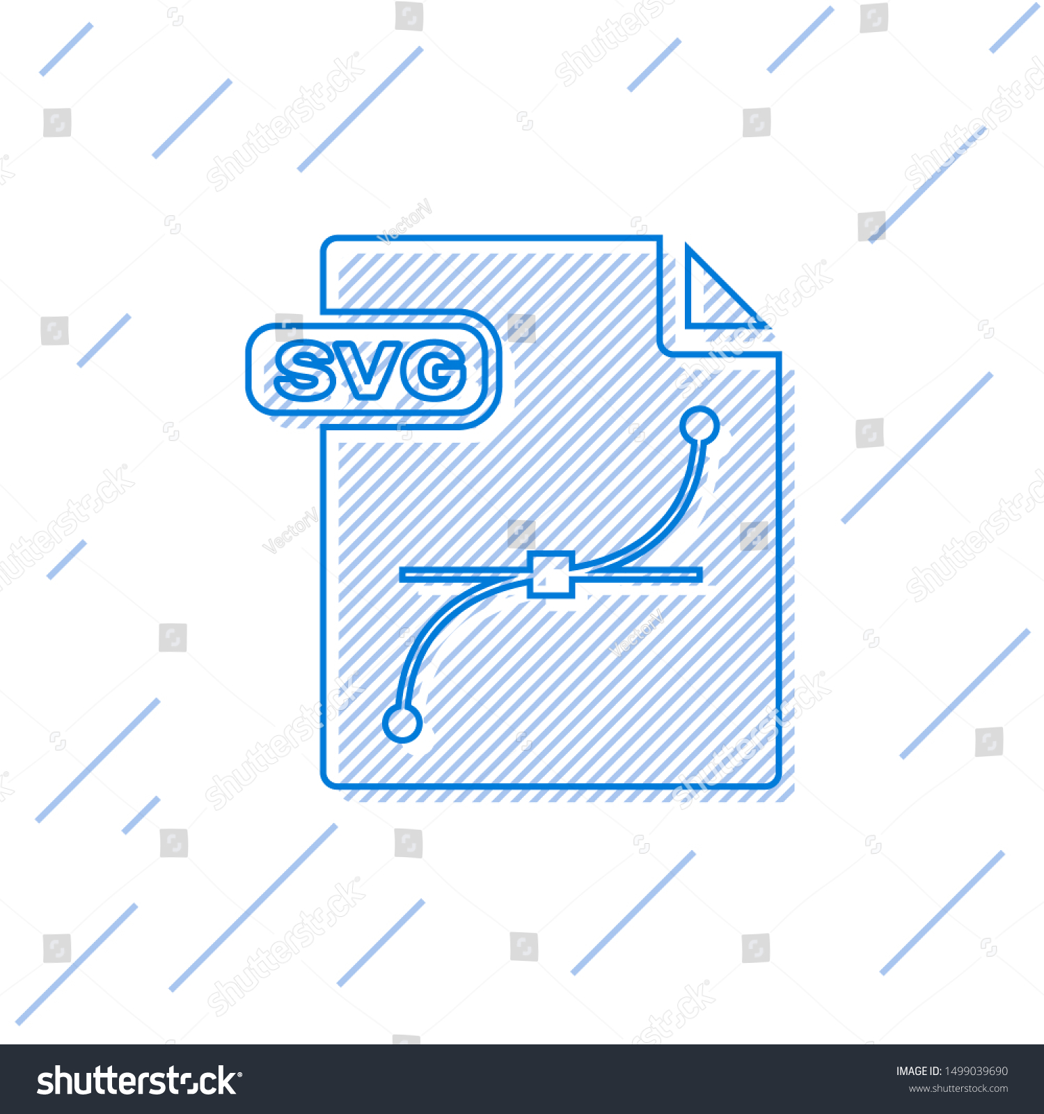 SVG of Blue line SVG file document. Download svg button icon isolated on white background. SVG file symbol.  Vector Illustration svg