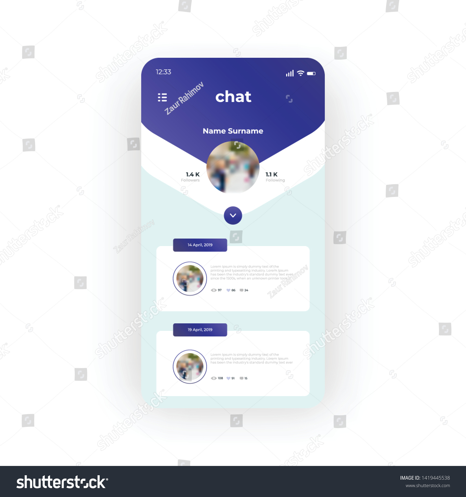 Blue Live Chat Ui Ux Gui Stock Vector Royalty Free